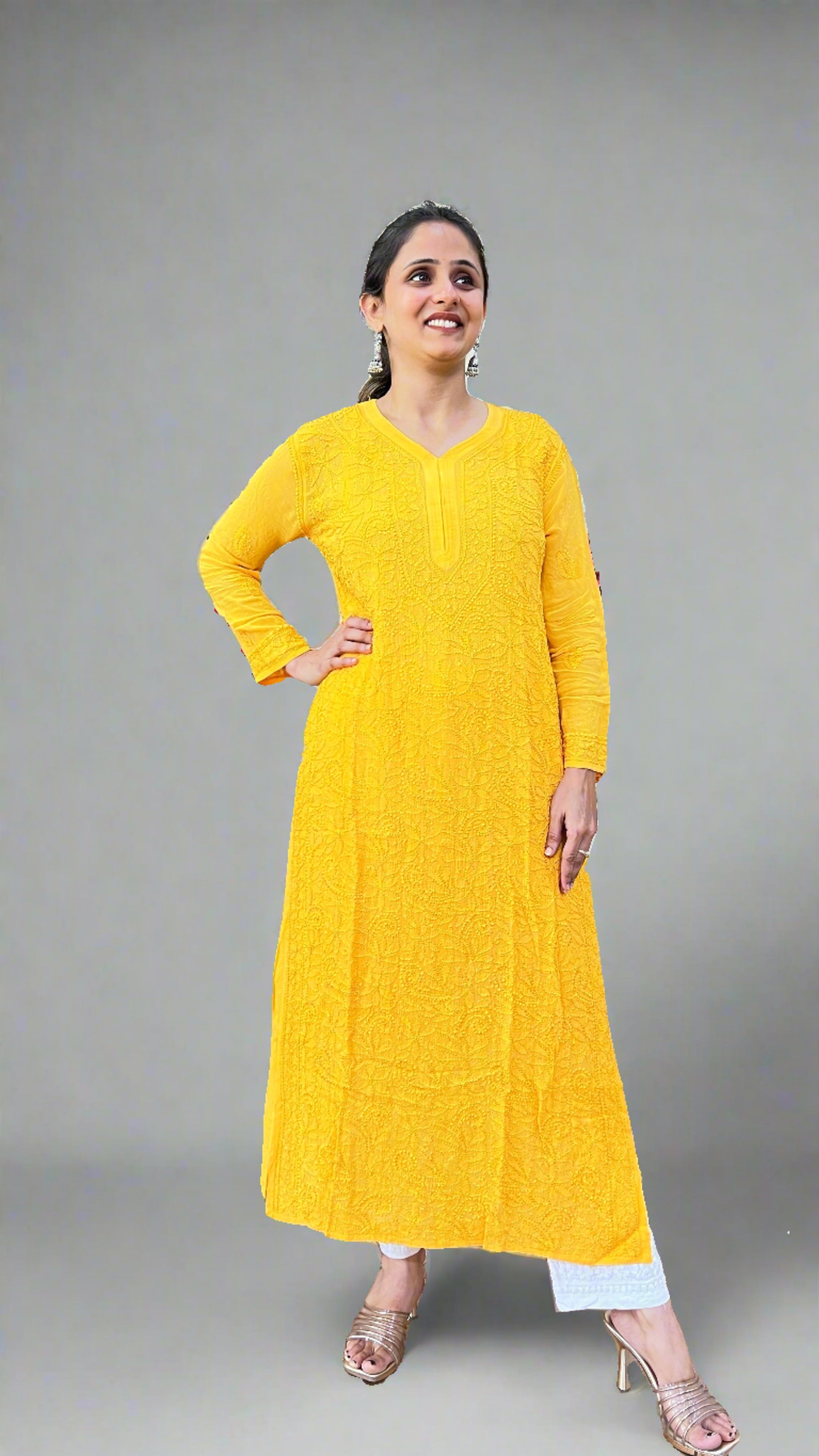 Pure viscose lakhnavi kurta with inner