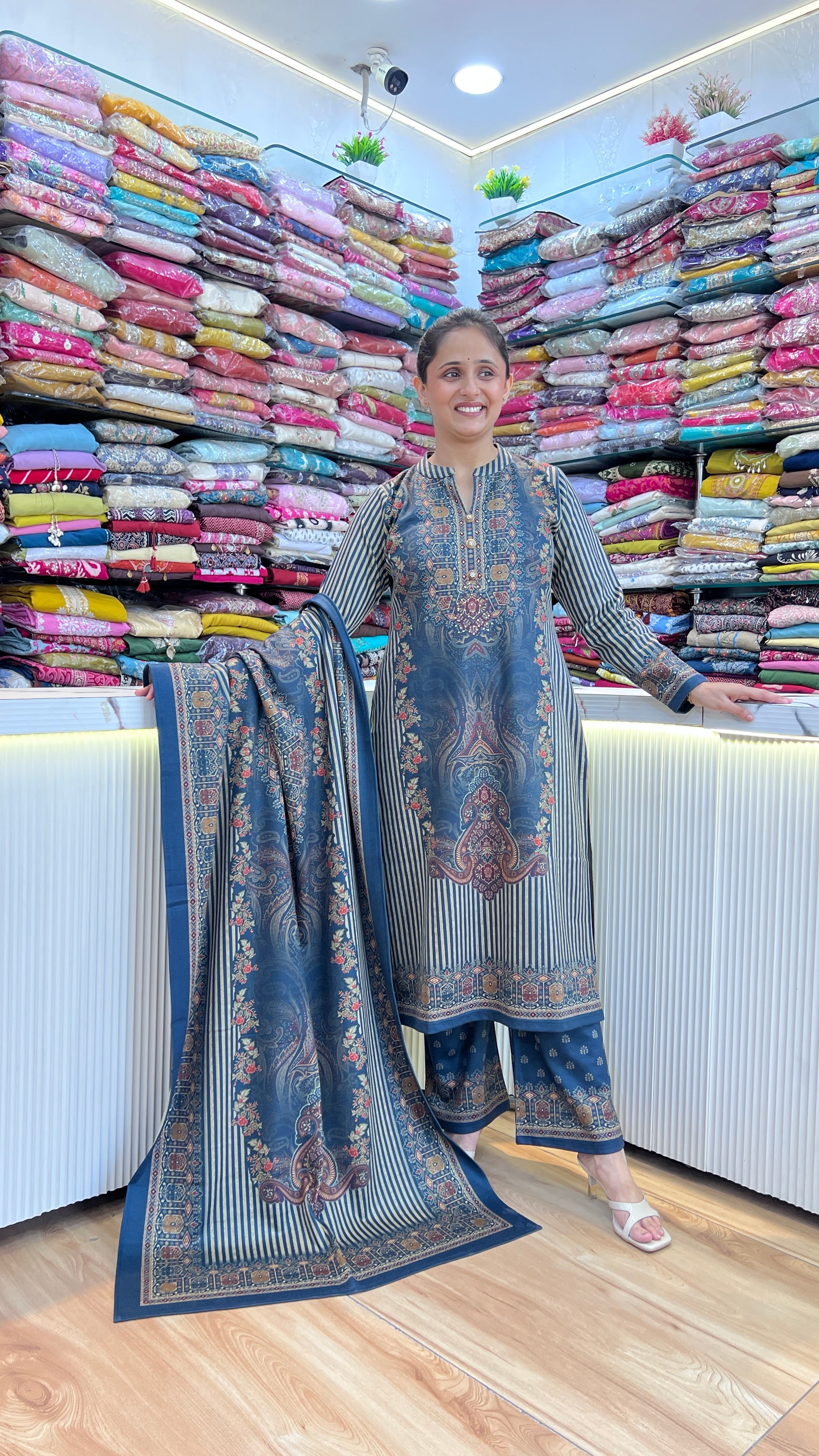 Premium Blue Woolen Suit Set ( miss 986 )