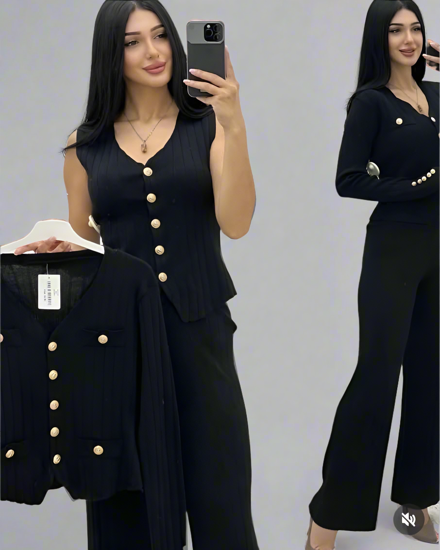 Three piece woolen cord set