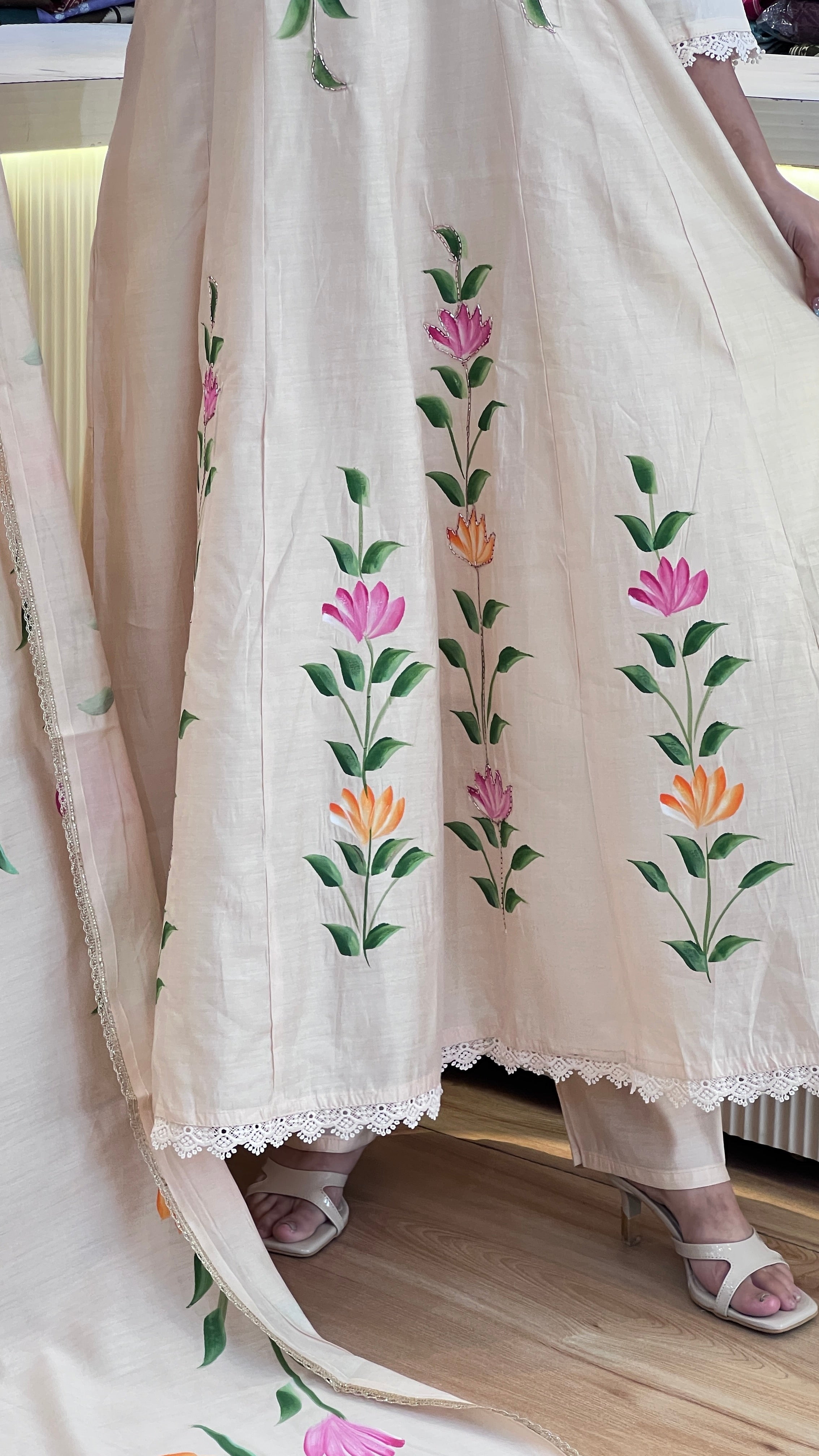 Hand printed mul chanderi suit ( si 9967 )