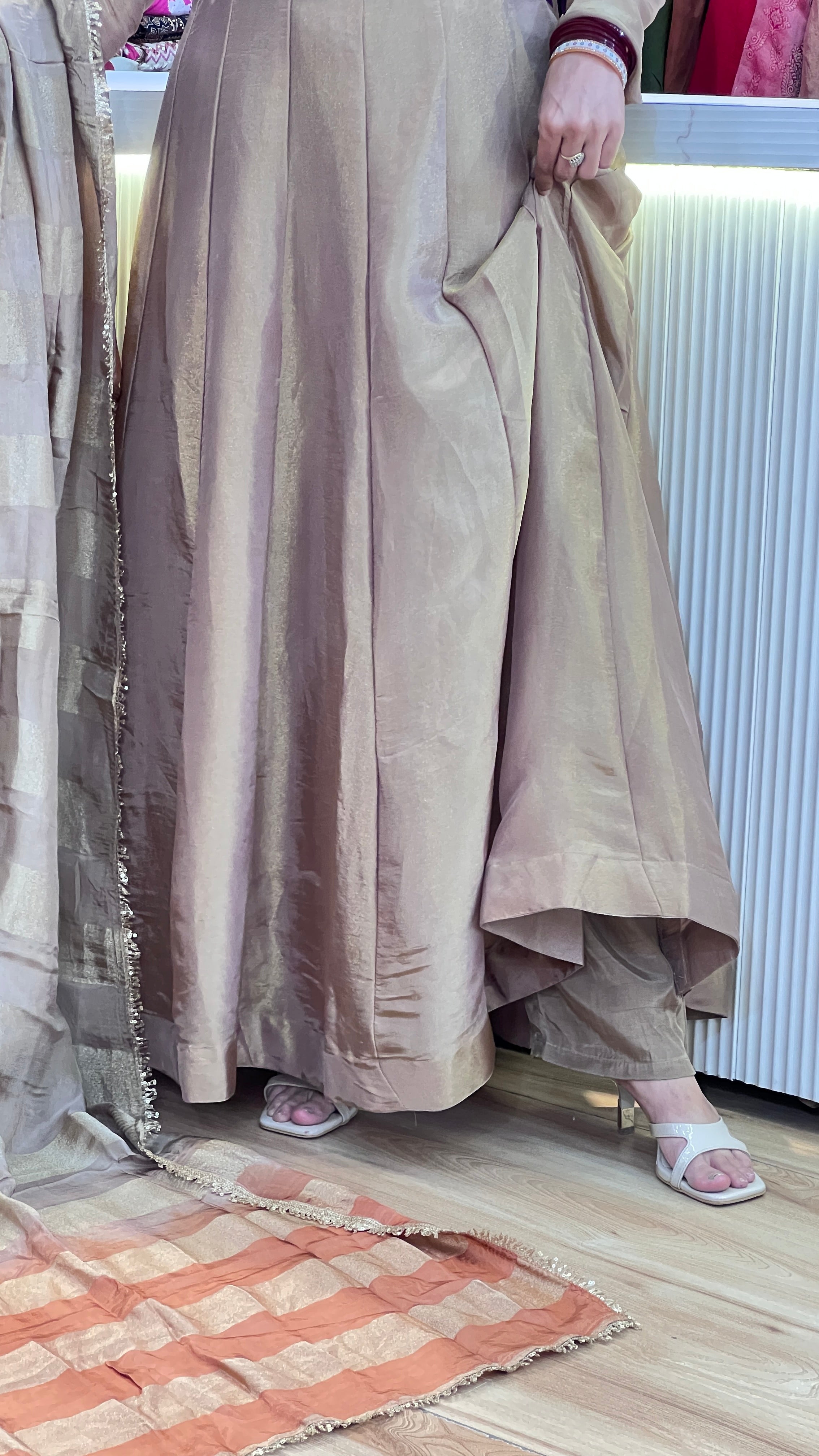 Designer shimmer tissue anarkali suit ( ym 66167 )