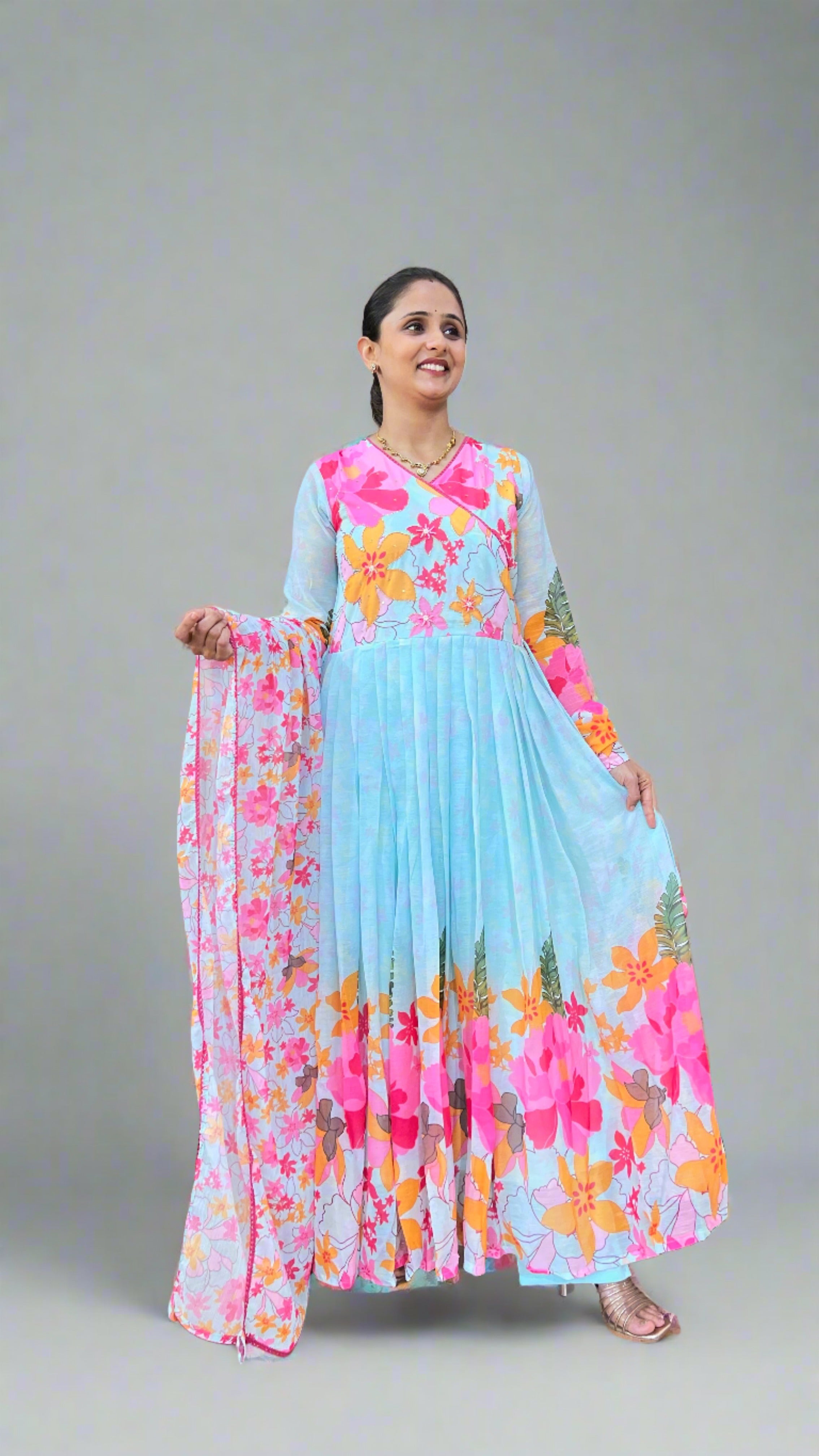 Pure chiffon Anarkali suit