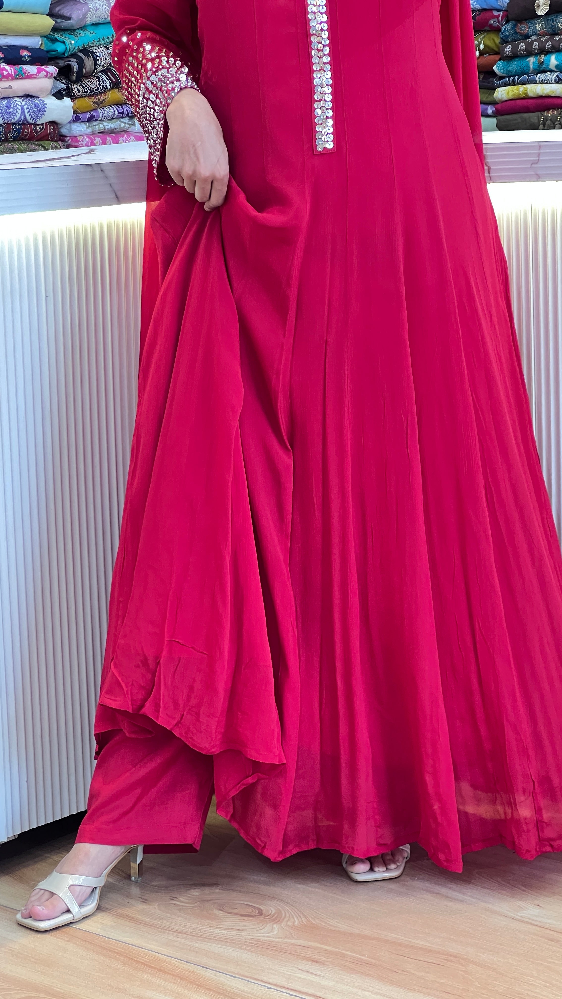 Pure viscose chinon anarkali suit ( si 10467 )