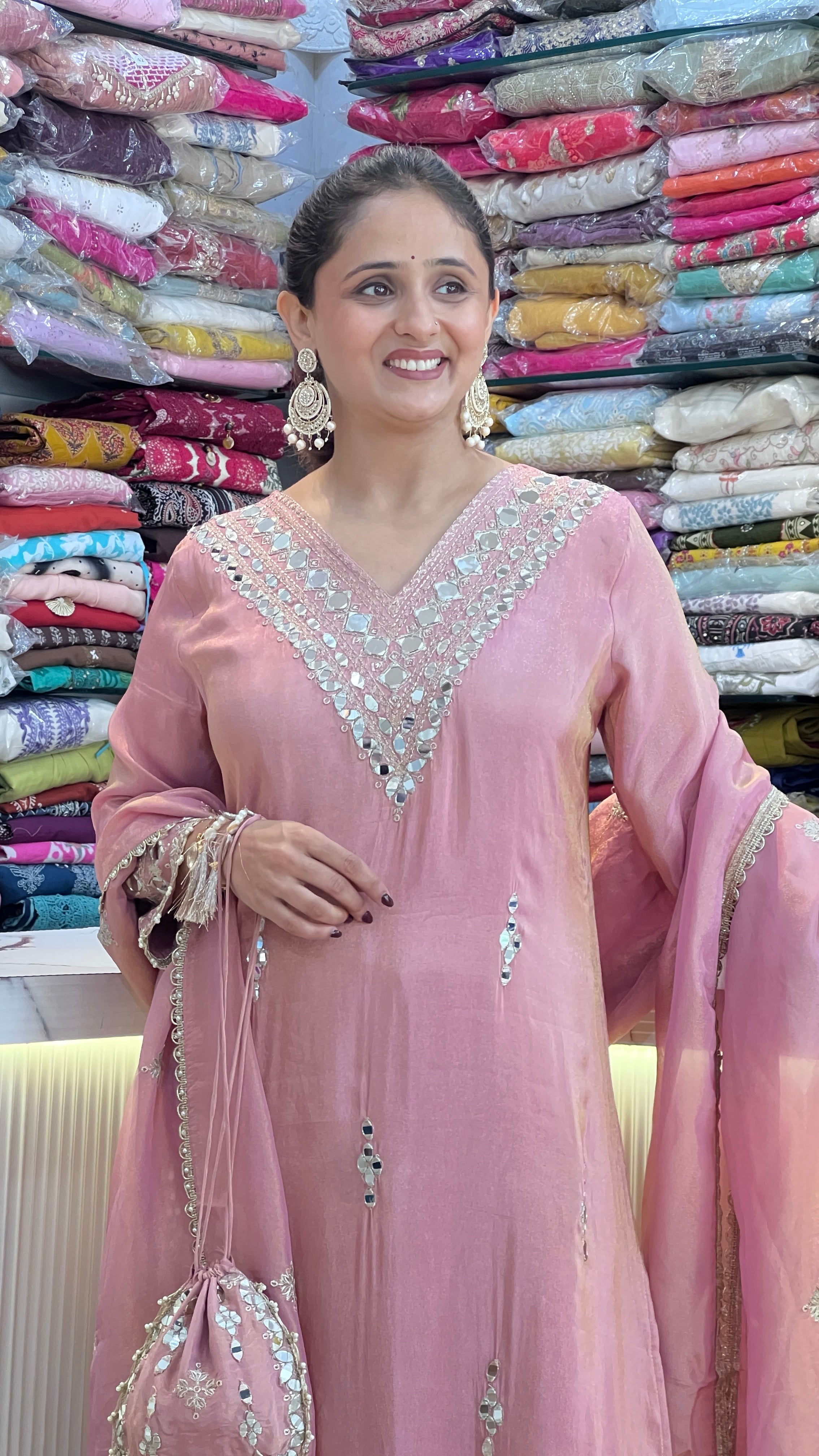 Mirror work long phiran suit ( na 2467 )