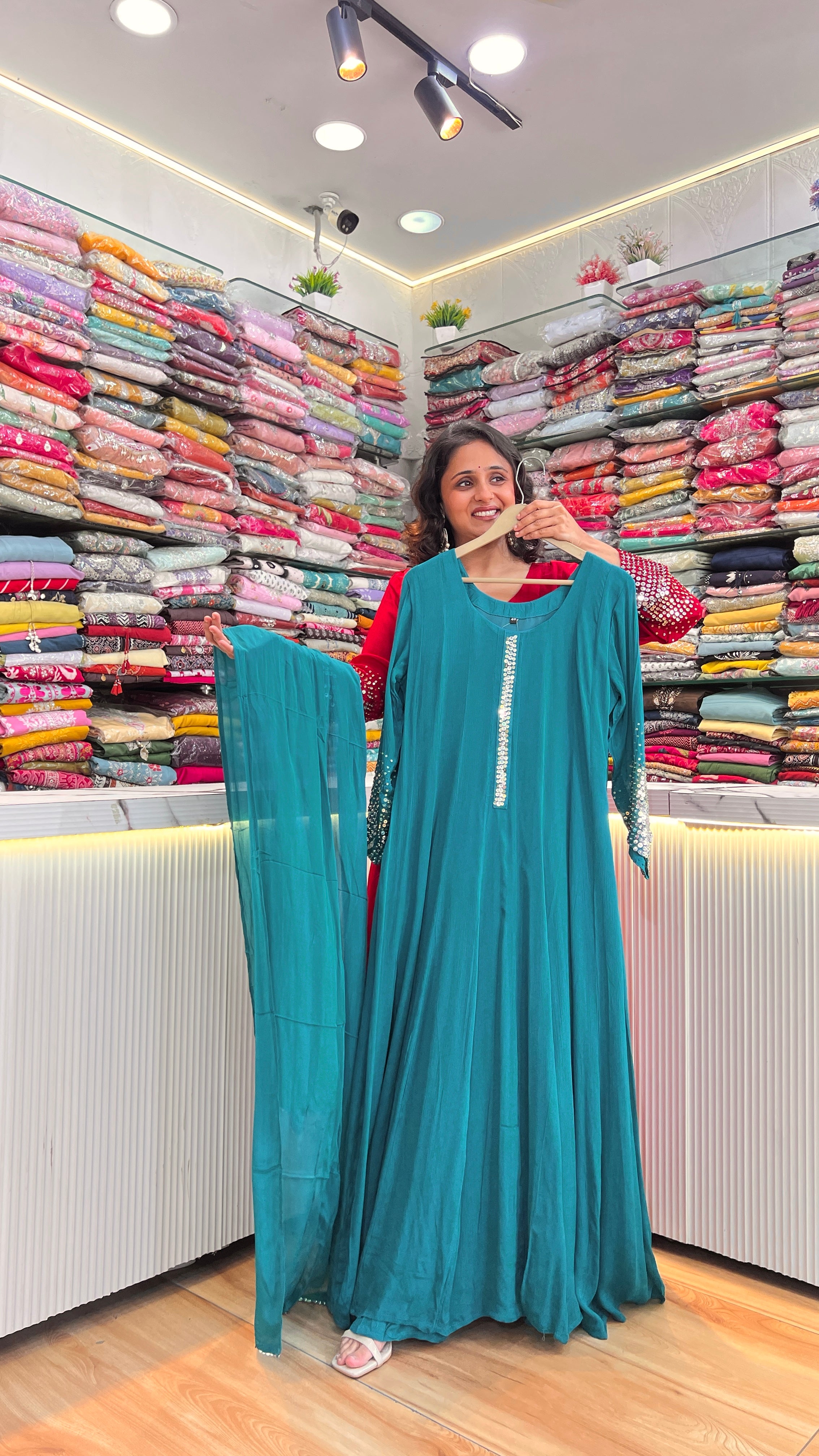 Pure viscose chinon anarkali suit ( si 10467 )