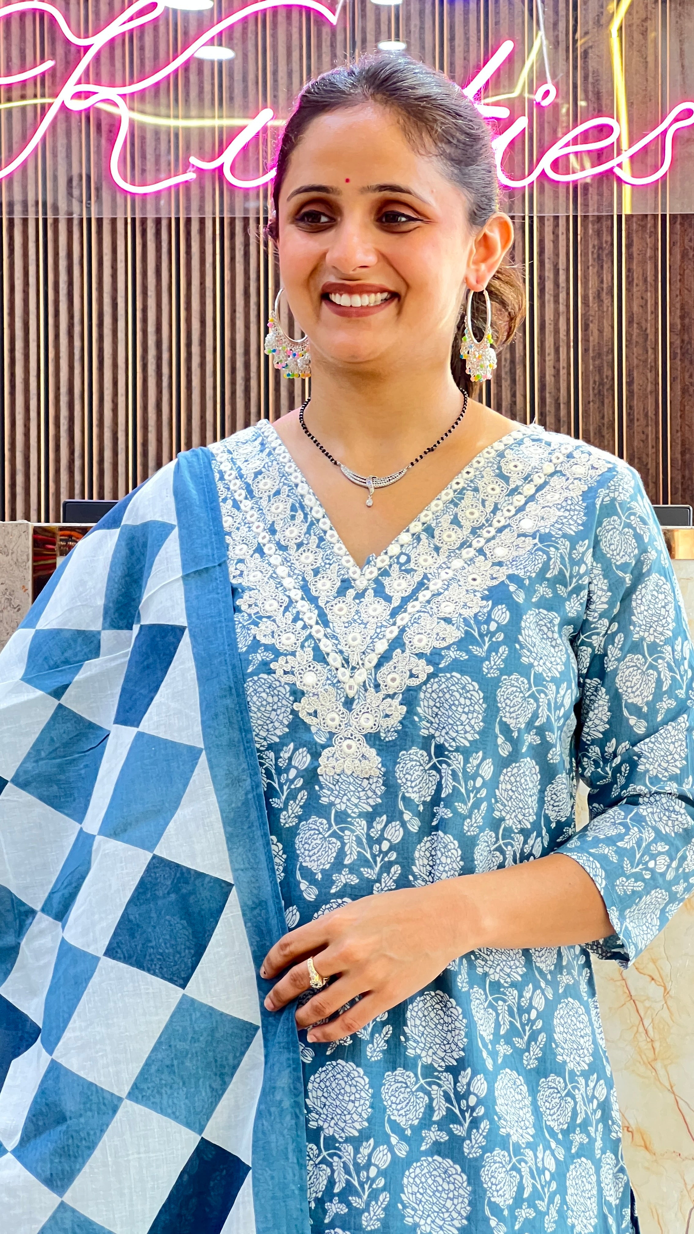 Printed Cotton Embroidered Suit