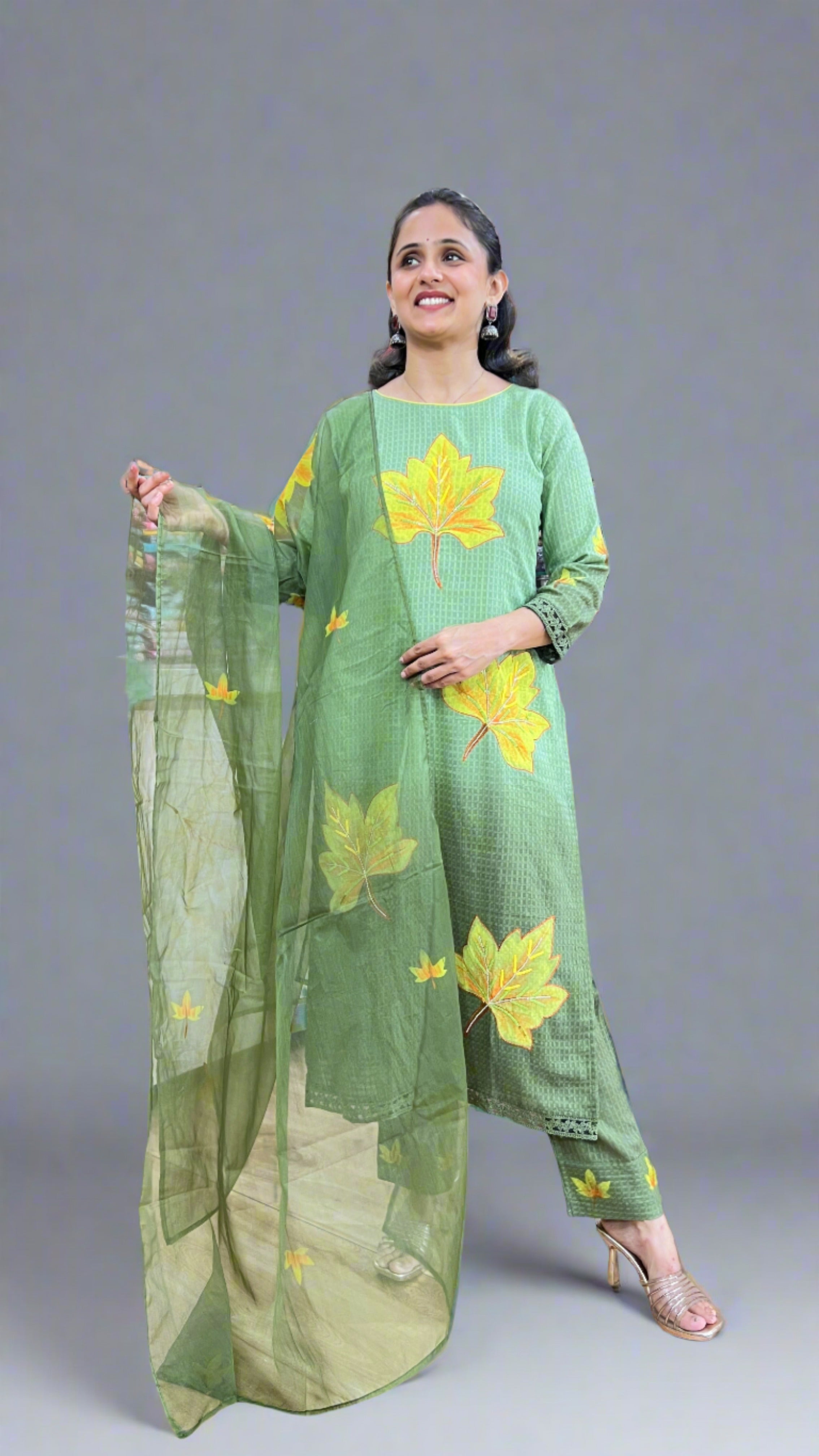 Pure cotton suit ( leaf printed )