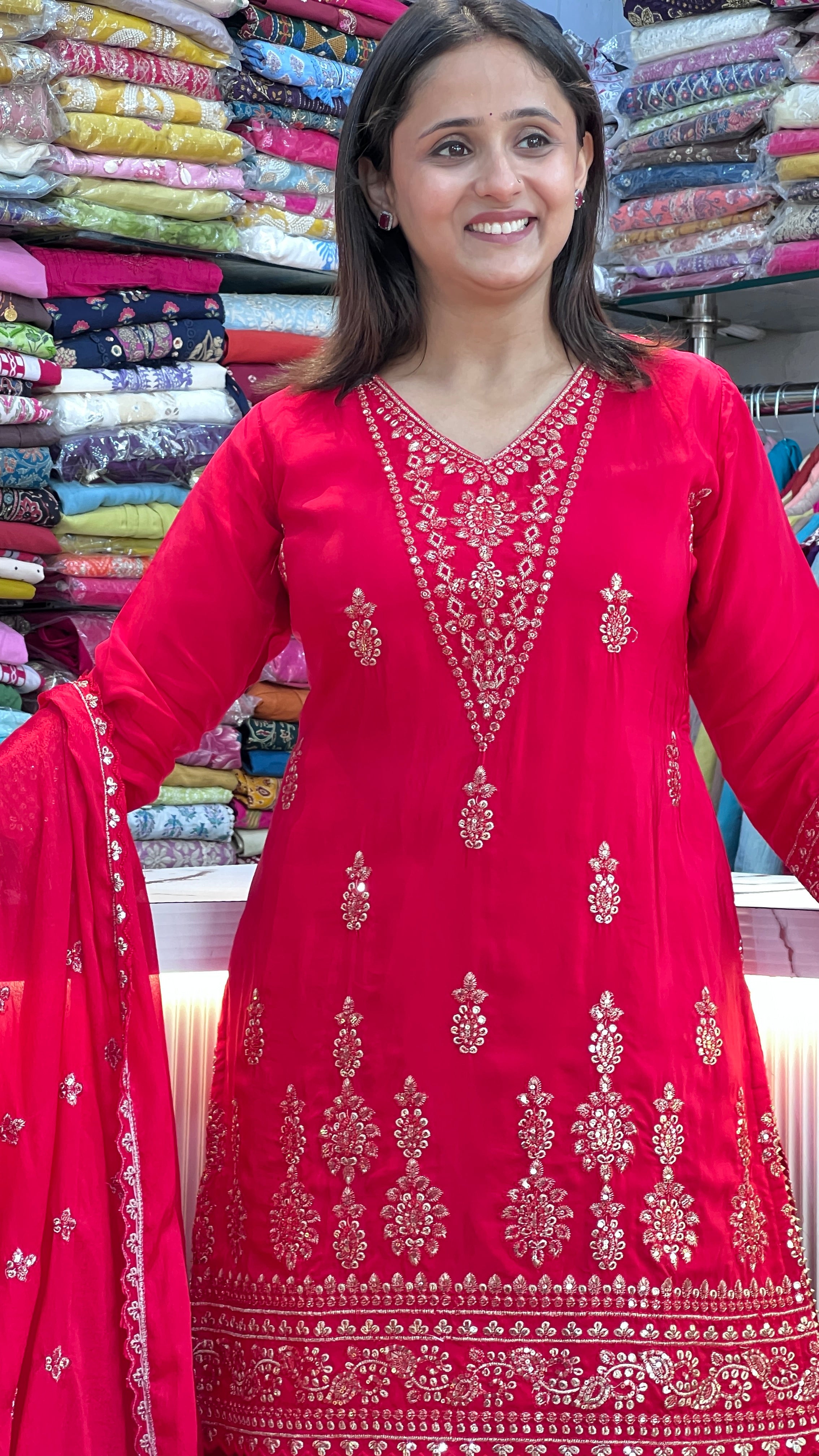 Pure crape all embroidered karva suit ( tls 17067 )