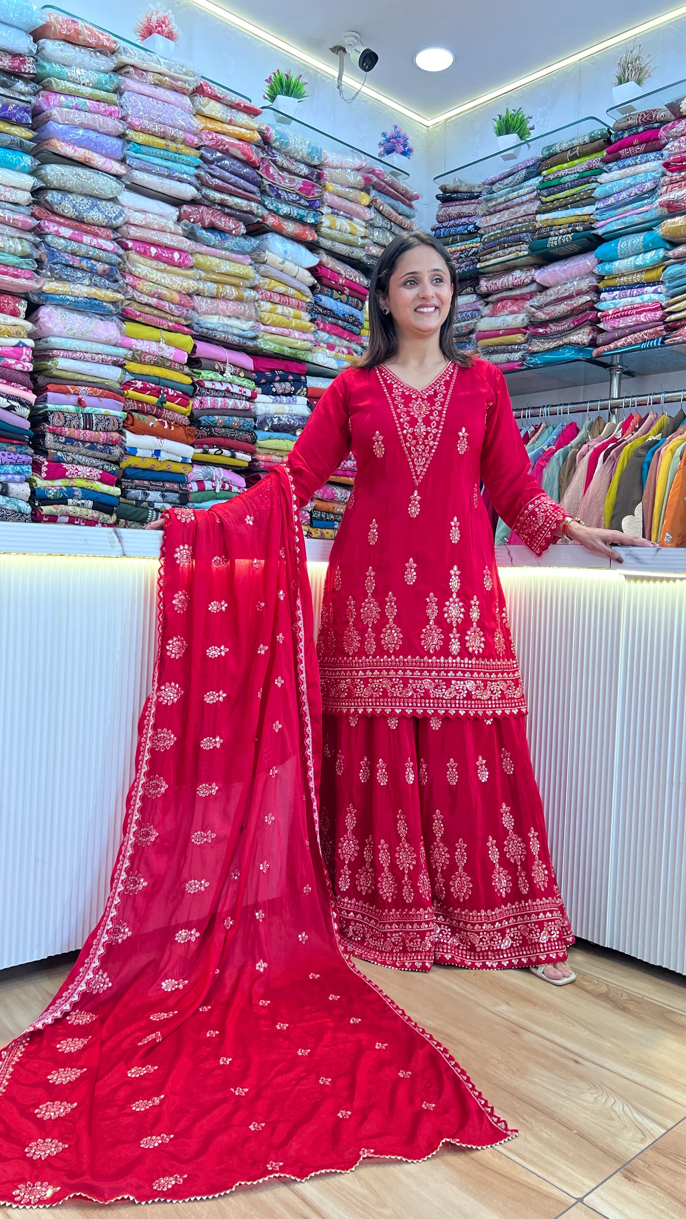 Pure crape all embroidered karva suit ( tls 17067 )