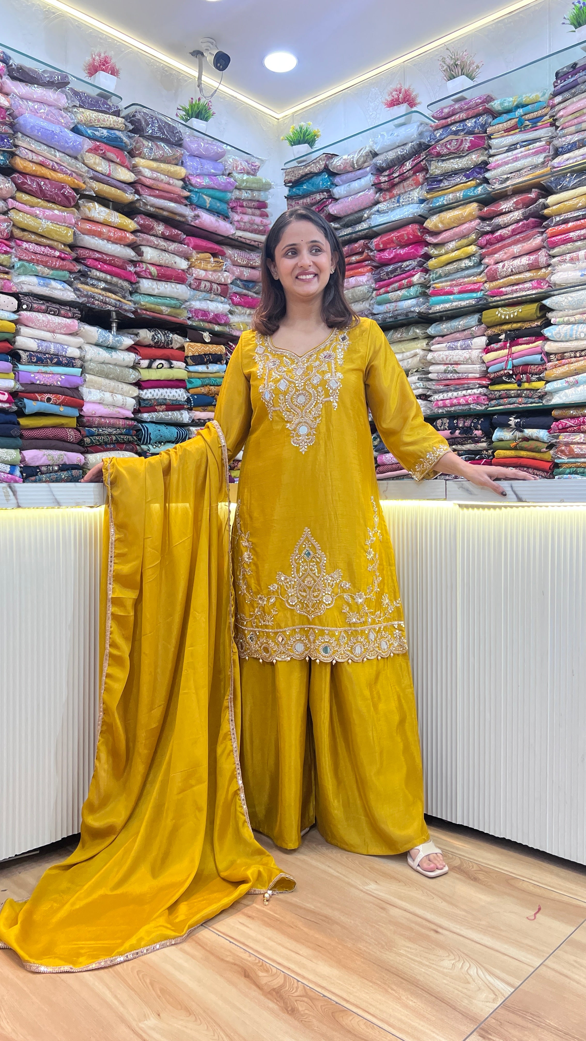 Chinon silk hand work suit ( ym 63967 )