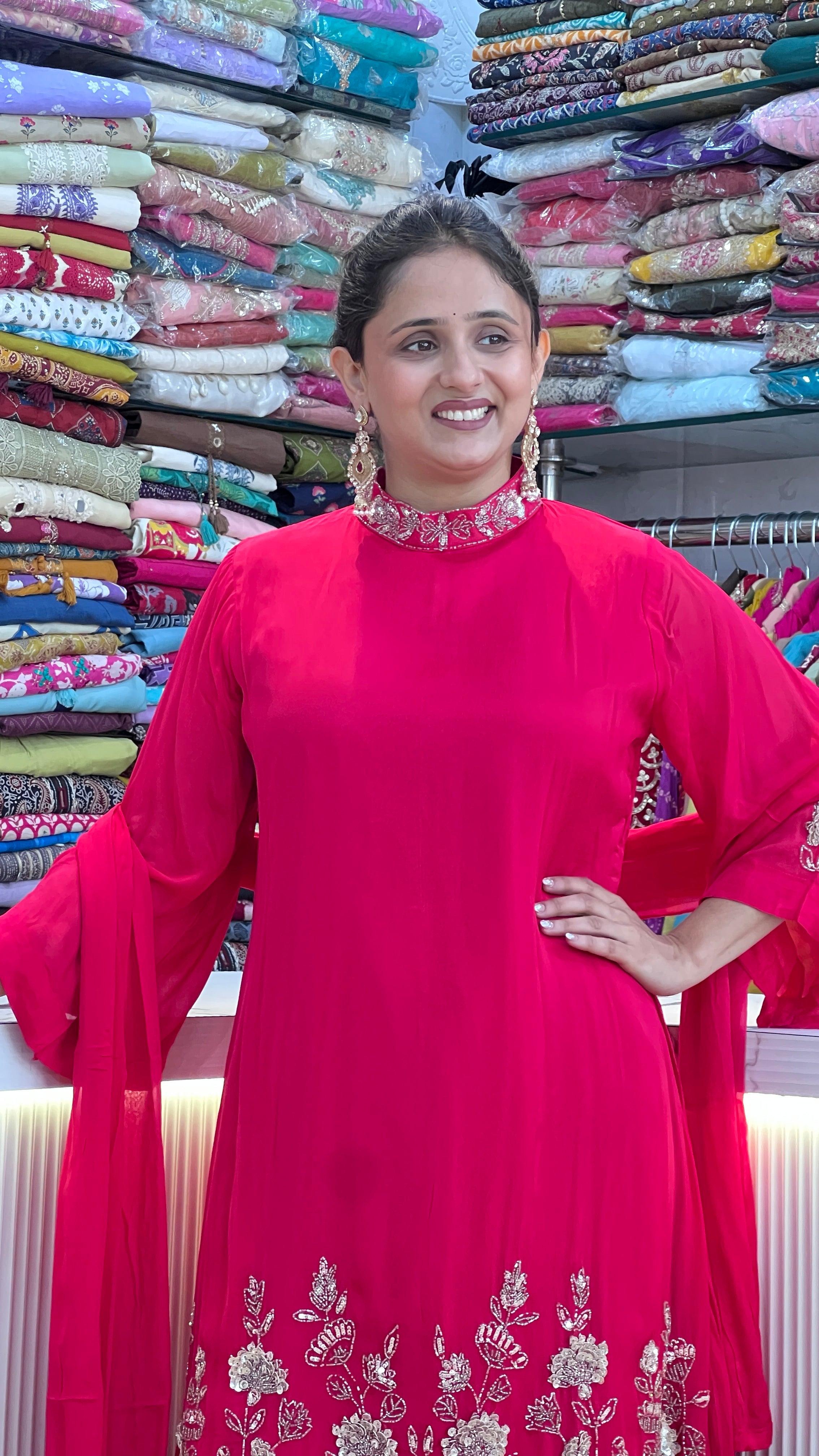 Pure Chinon Hand-Embroidered High-Neck Suit ( si 10567 )
