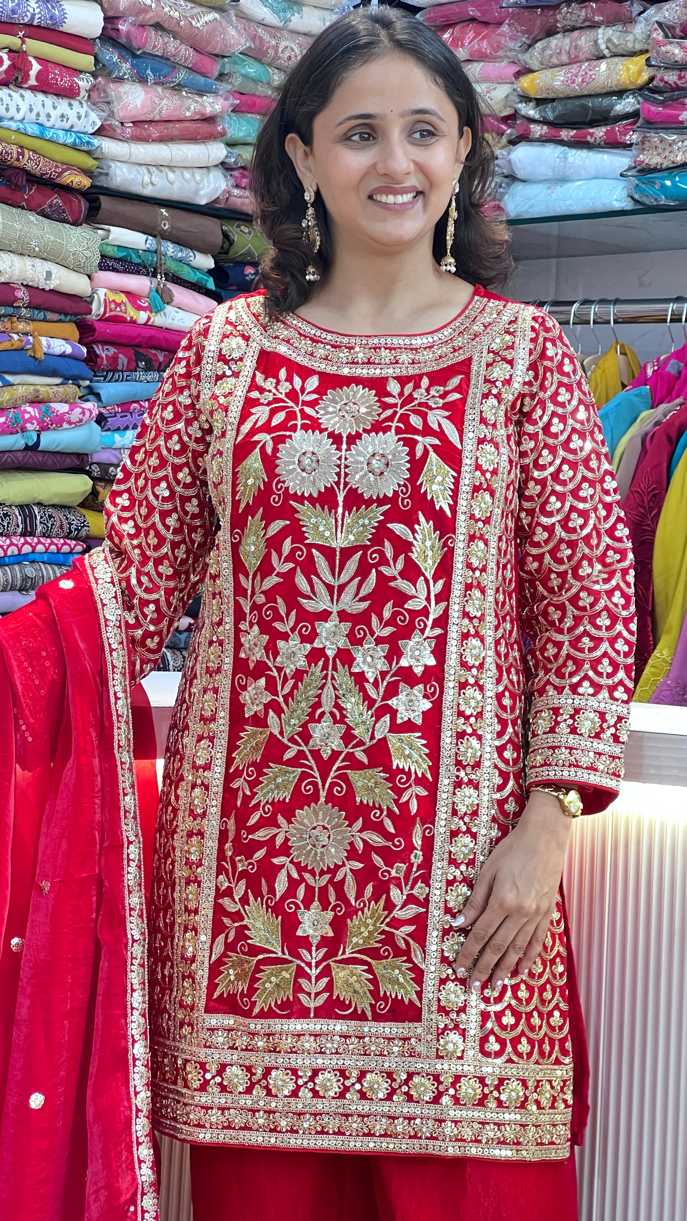 Karwa Chauth Special Velvet-Finish Tissue Suit ( sdw 2067 )
