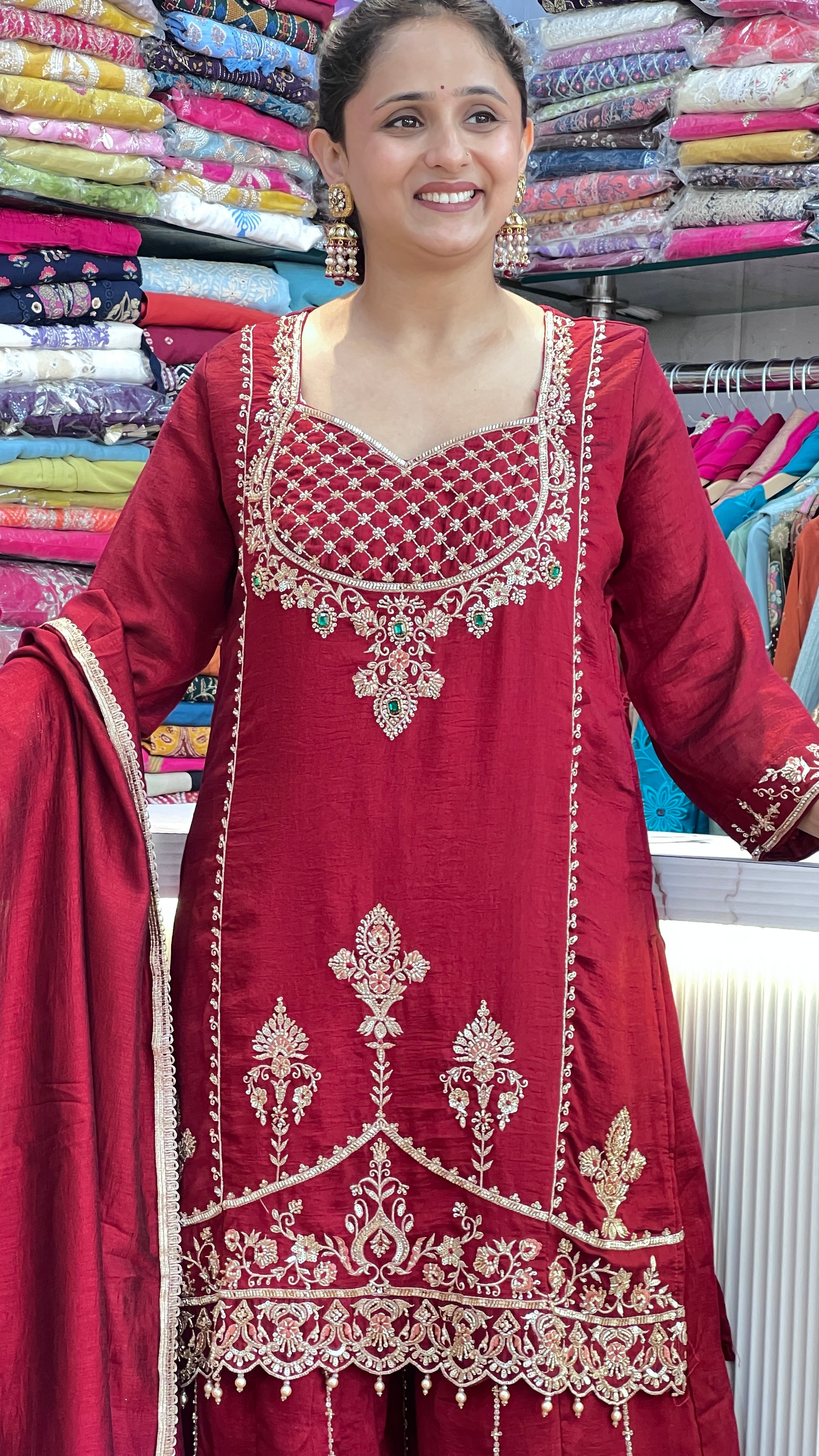 Premium silk all embroidered suit ( tj 31267 )