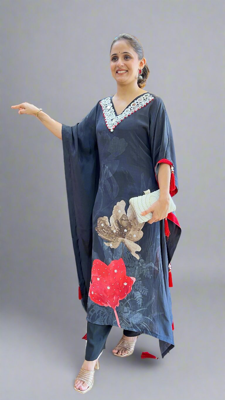 Pure natural crepe kaftan