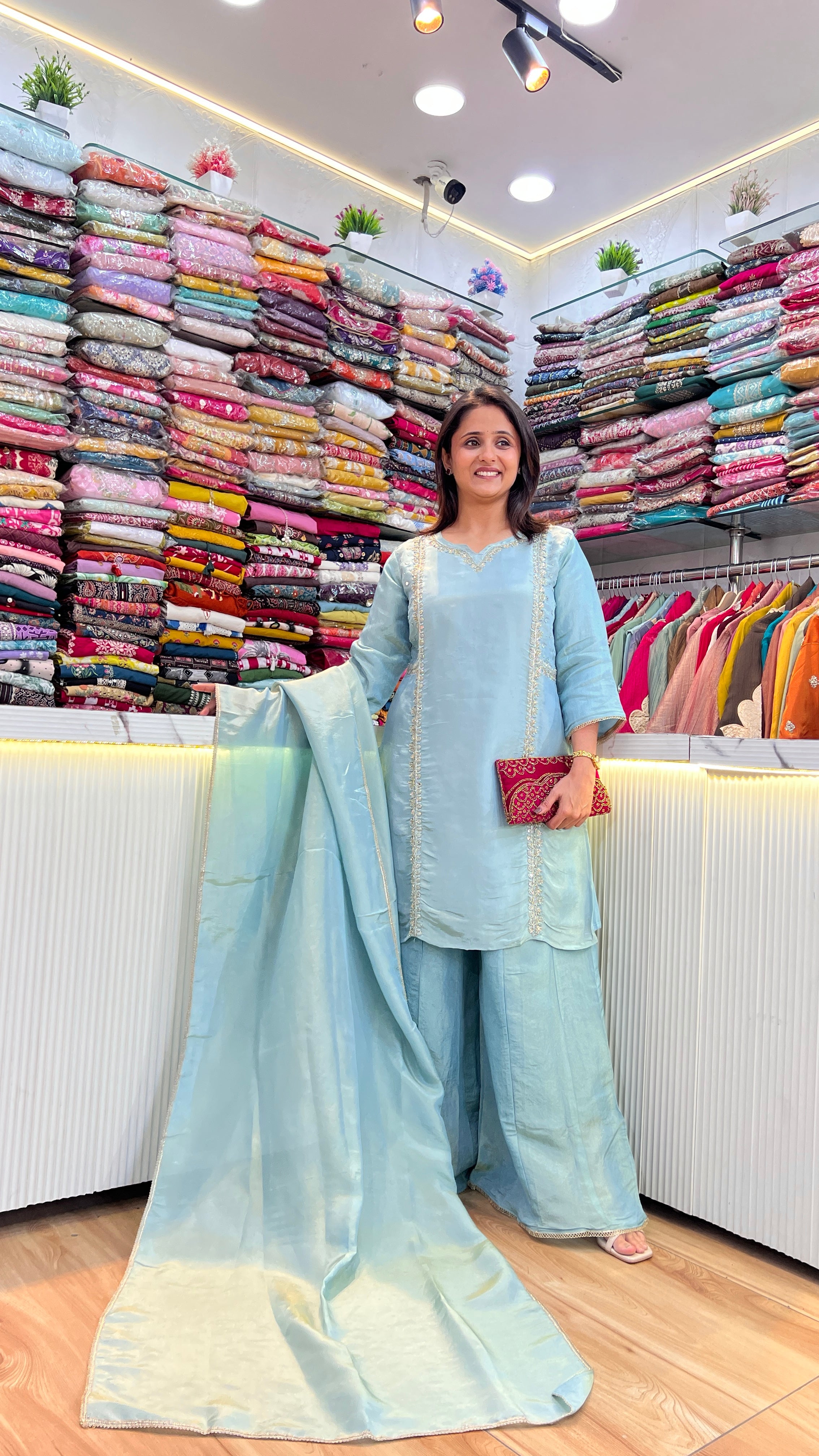 Hand embroidered tissue suit ( ym 65667 )