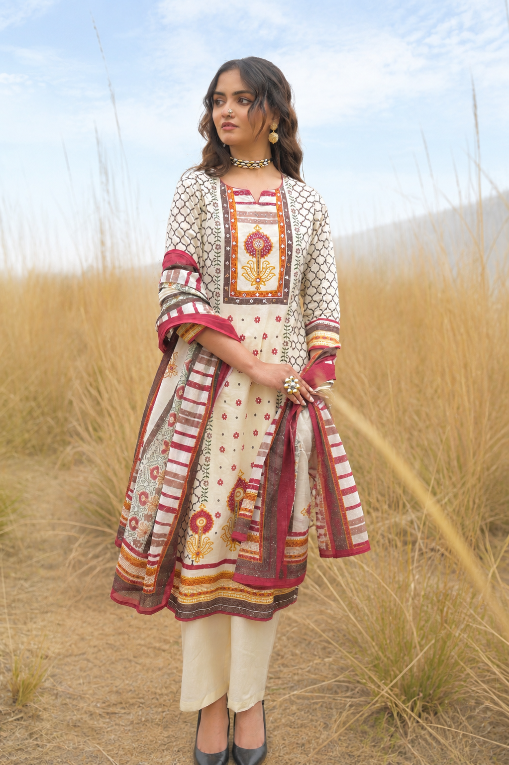 Soft cotton printed suit ( gj 8967 )