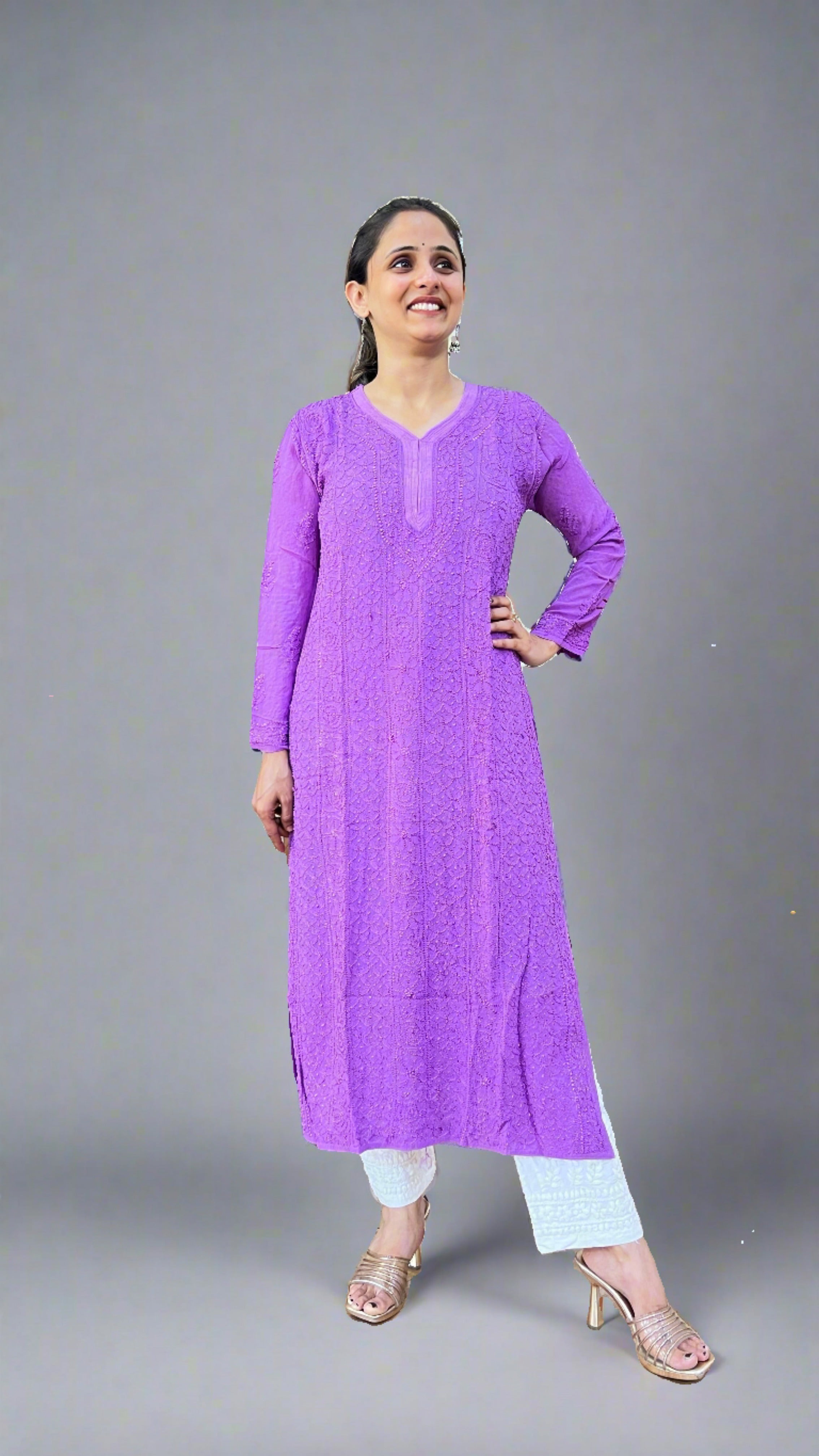 Pure viscose lakhnavi kurta with inner