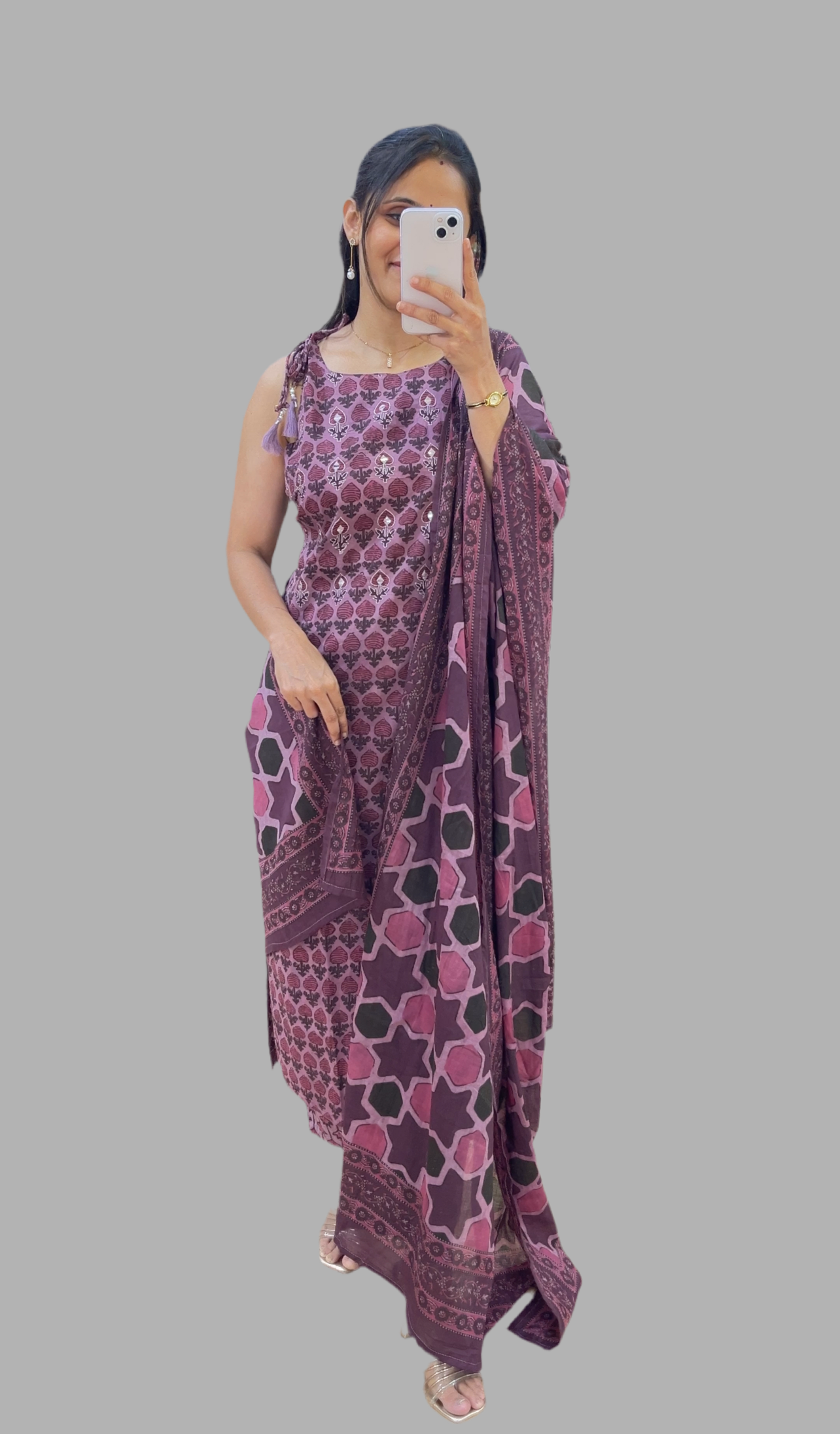 Pure cotton printed suit (without sleeves)