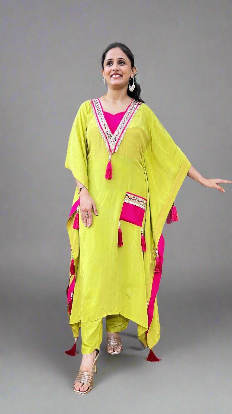Natural crepe kaftan sets (inner included)