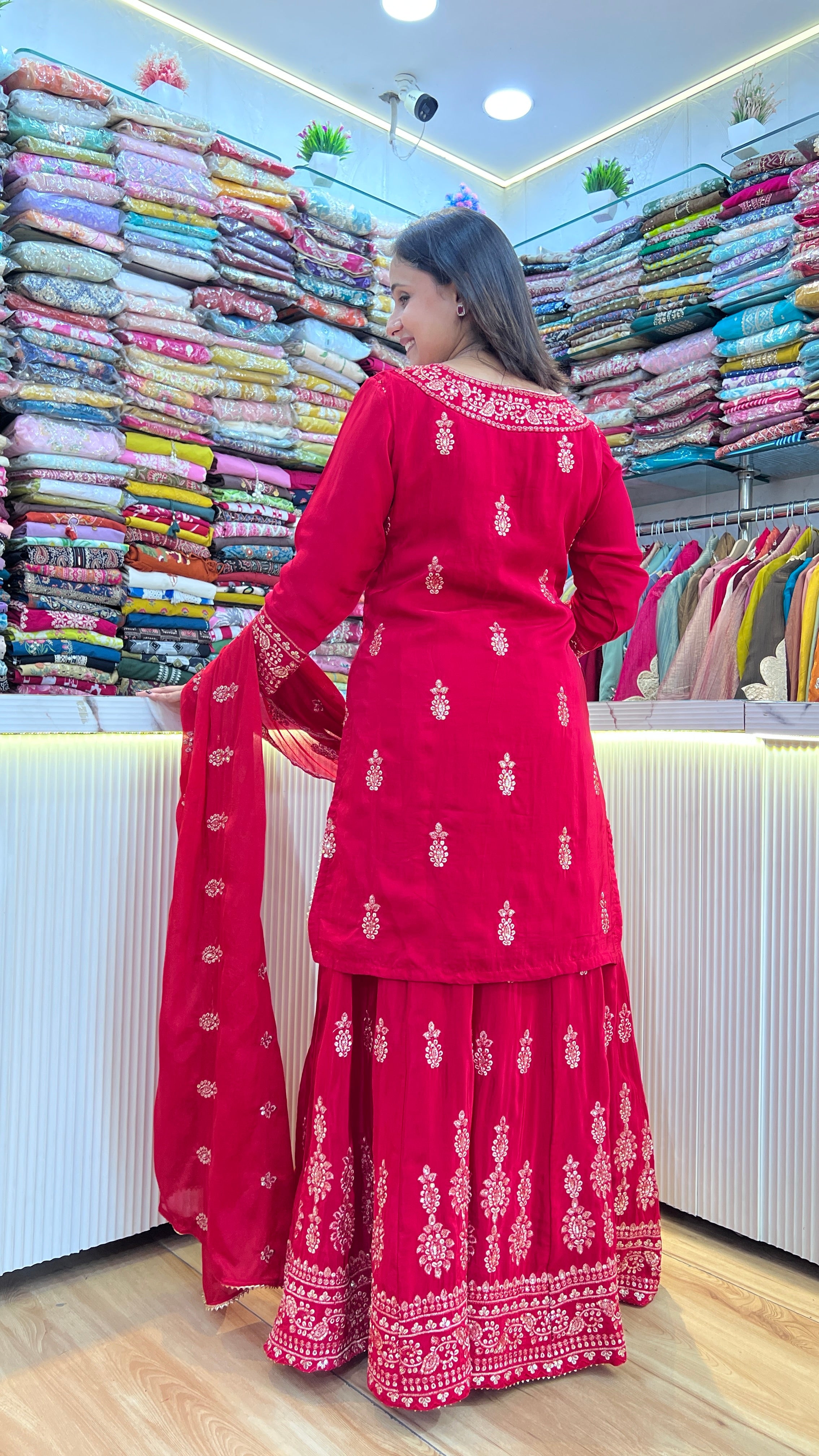 Pure crape all embroidered karva suit ( tls 17067 )