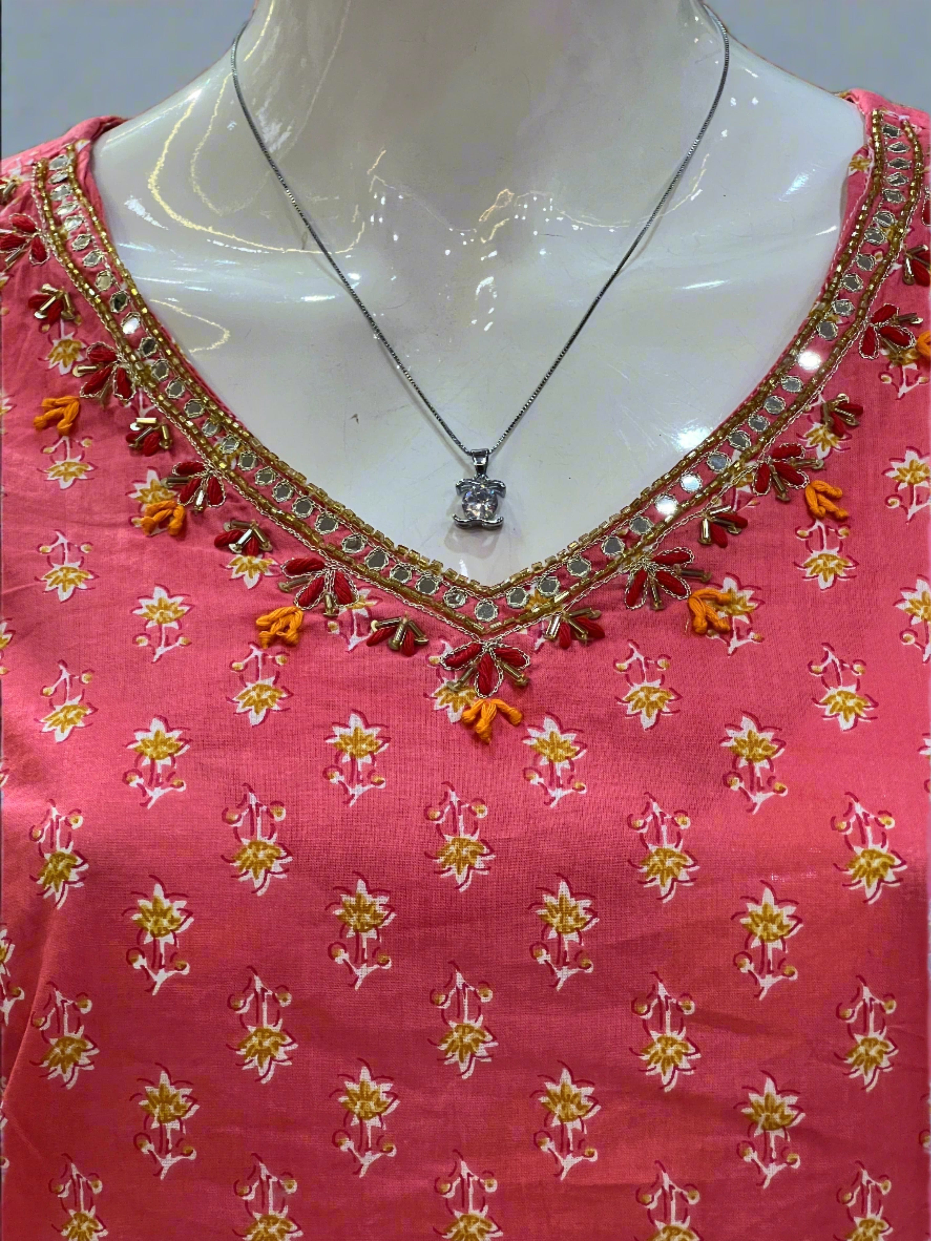 Hand embroidered short kurta