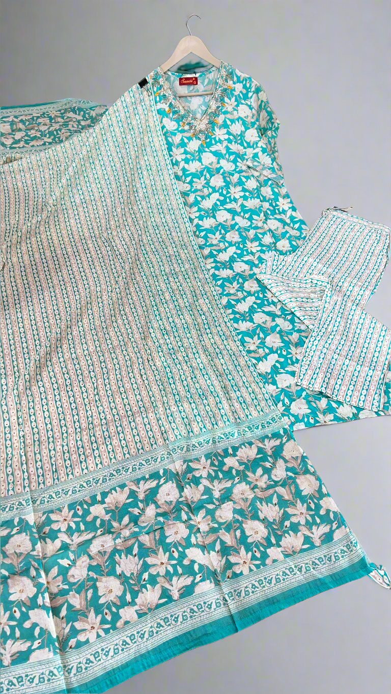 Akra v neck pure cotton suit