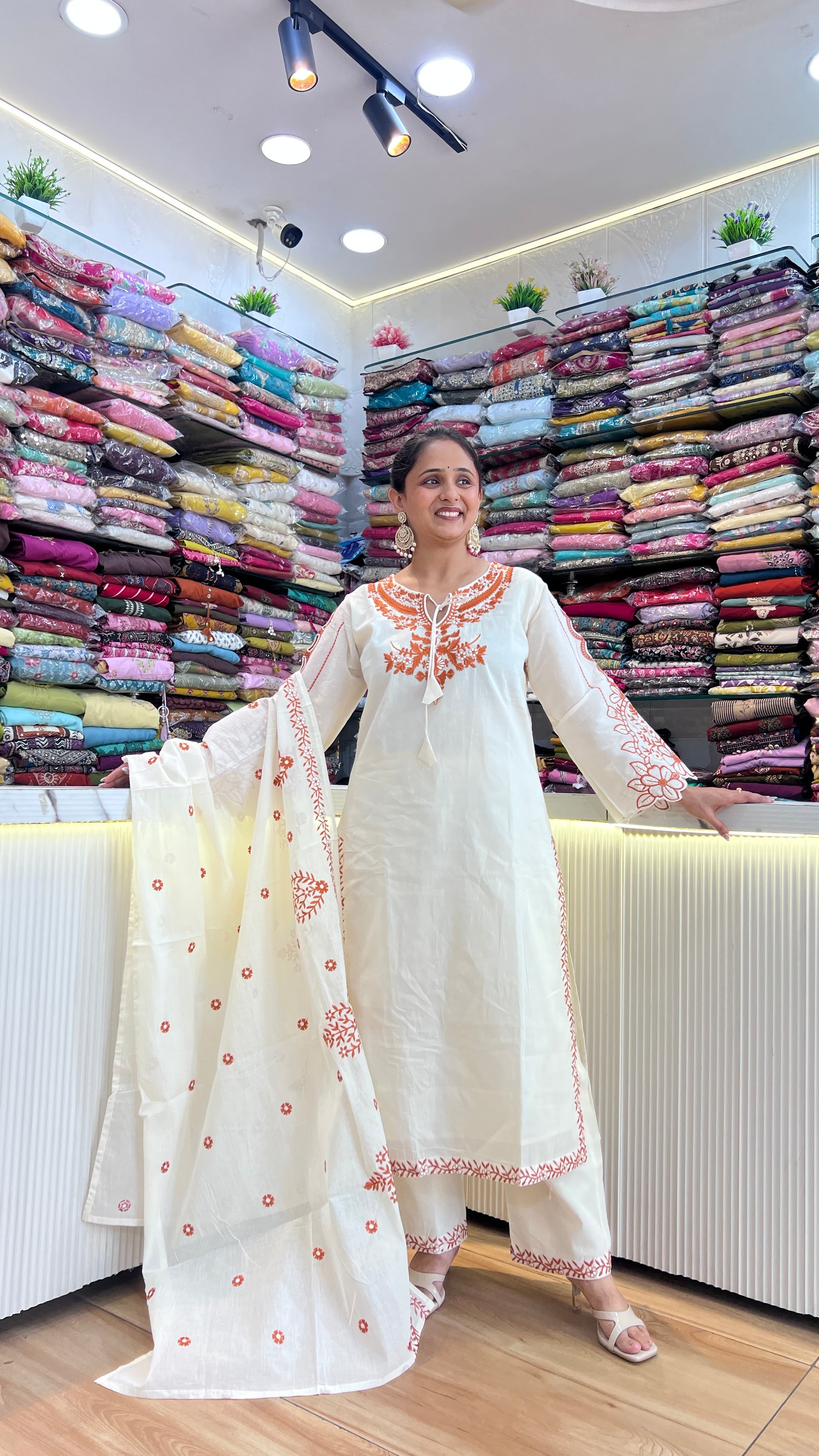 Pure cotton embroidered suit ( ym 61967 )