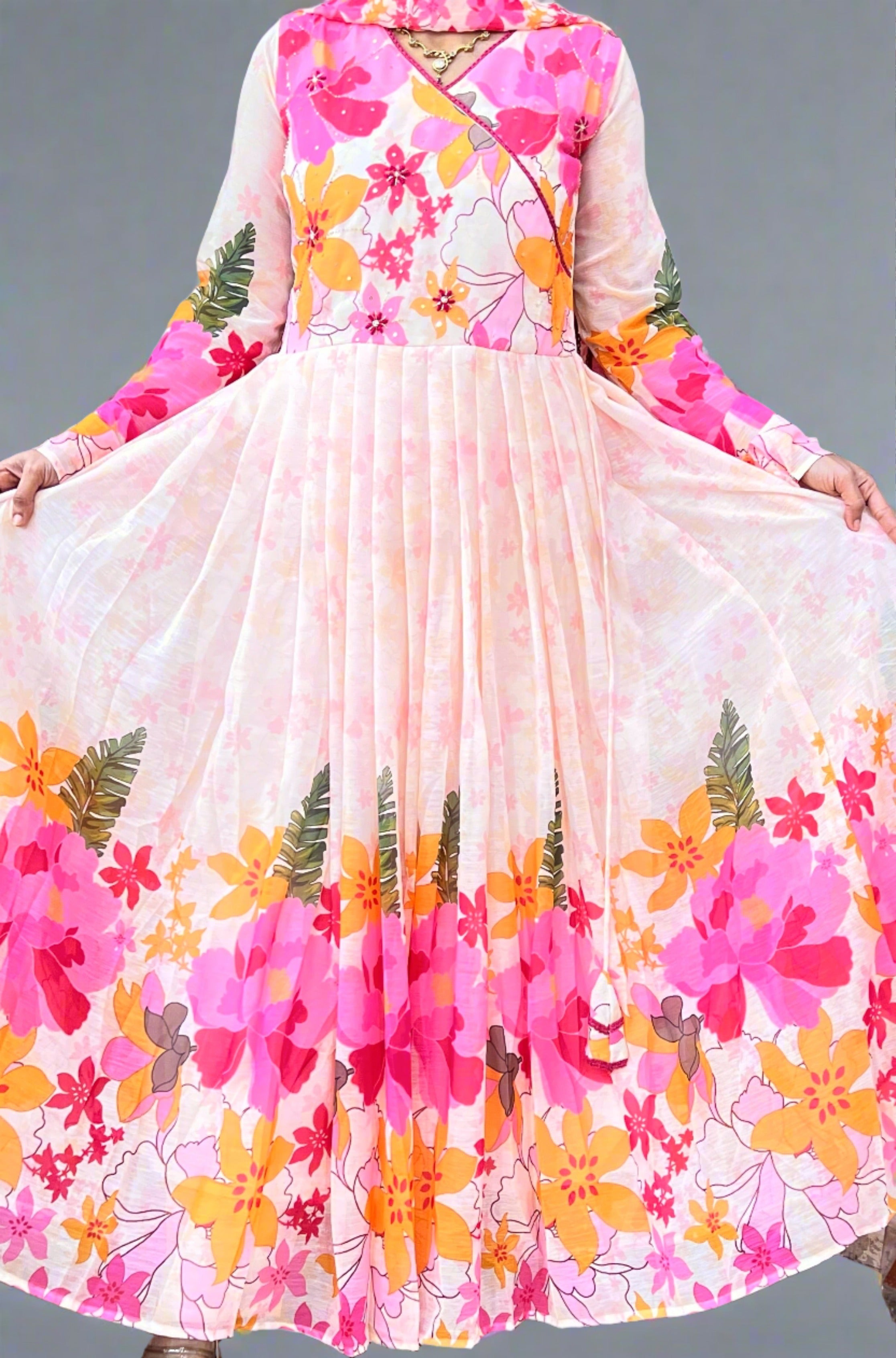 Pure chiffon Anarkali suit