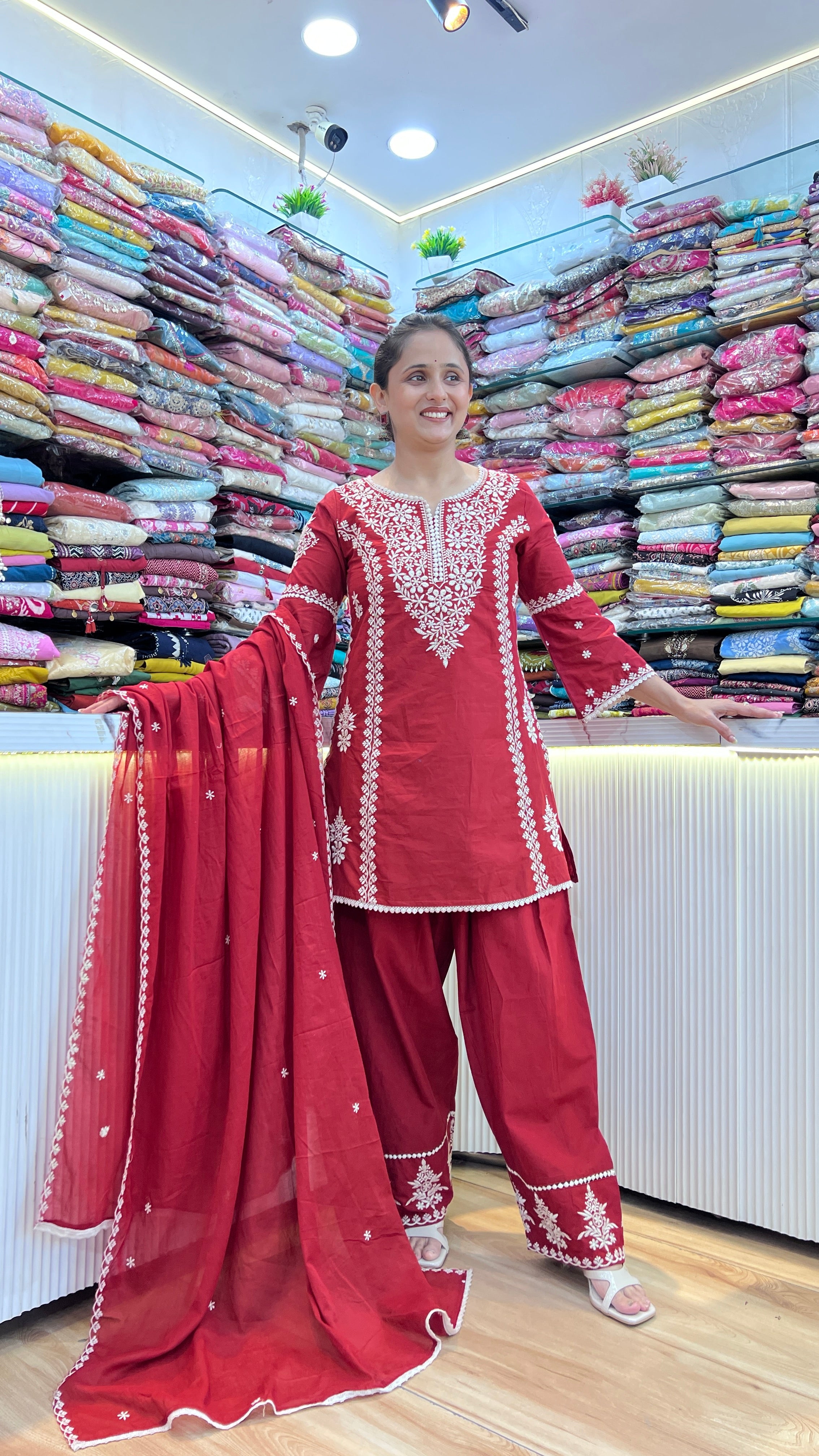 Embroidered cotton farshi suit ( tj 29667 )