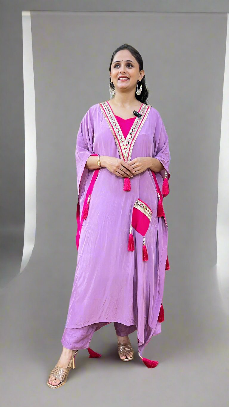 Natural crepe kaftan sets (inner included)