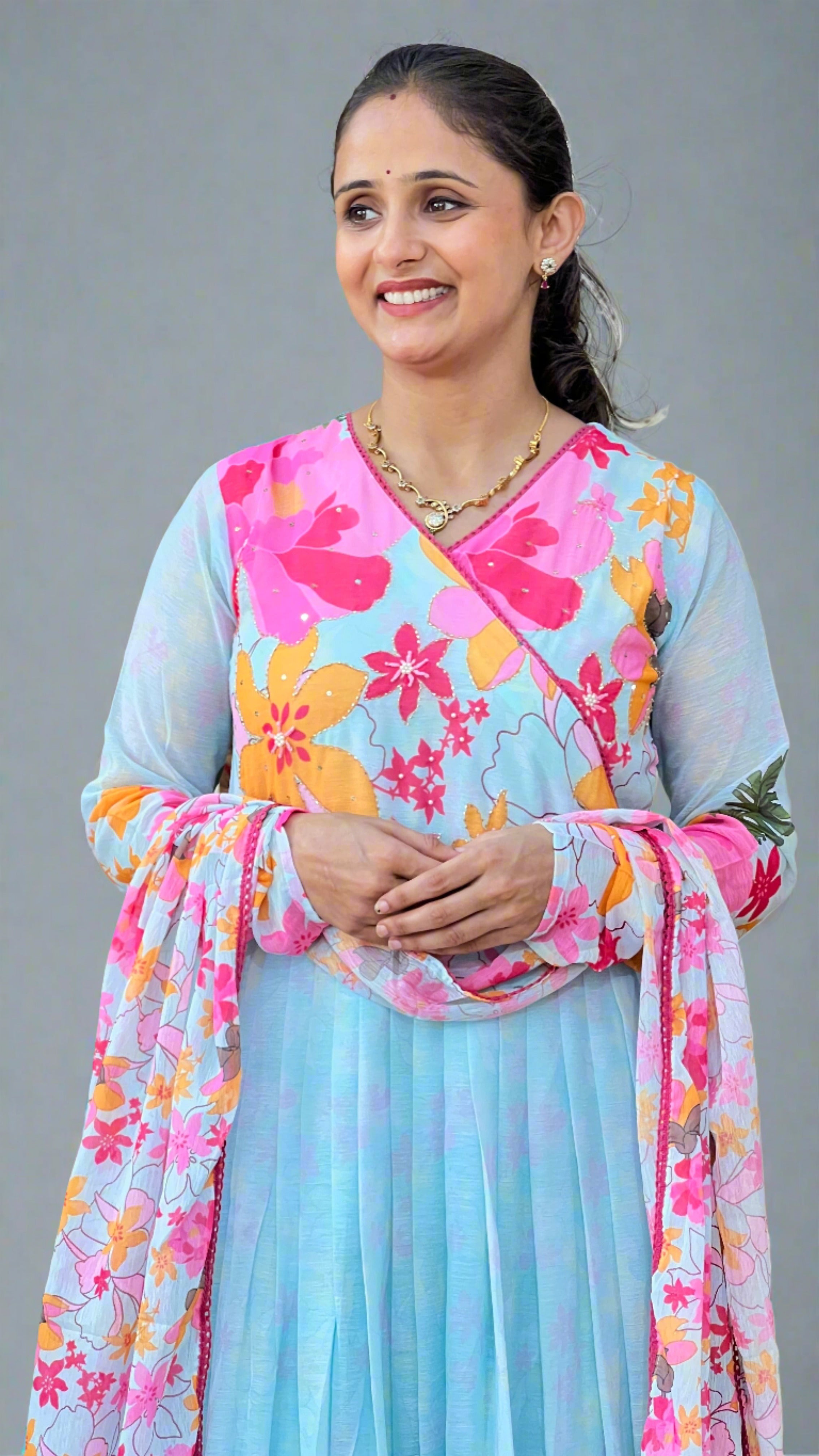 Pure chiffon Anarkali suit