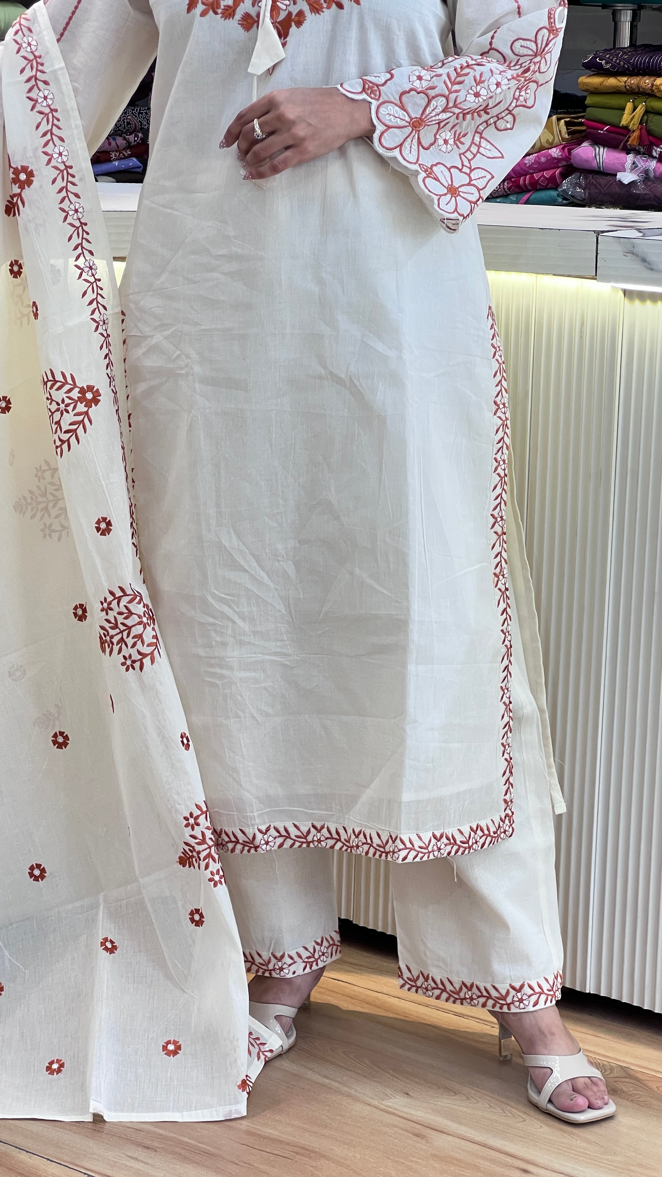 Pure cotton embroidered suit ( ym 61967 )