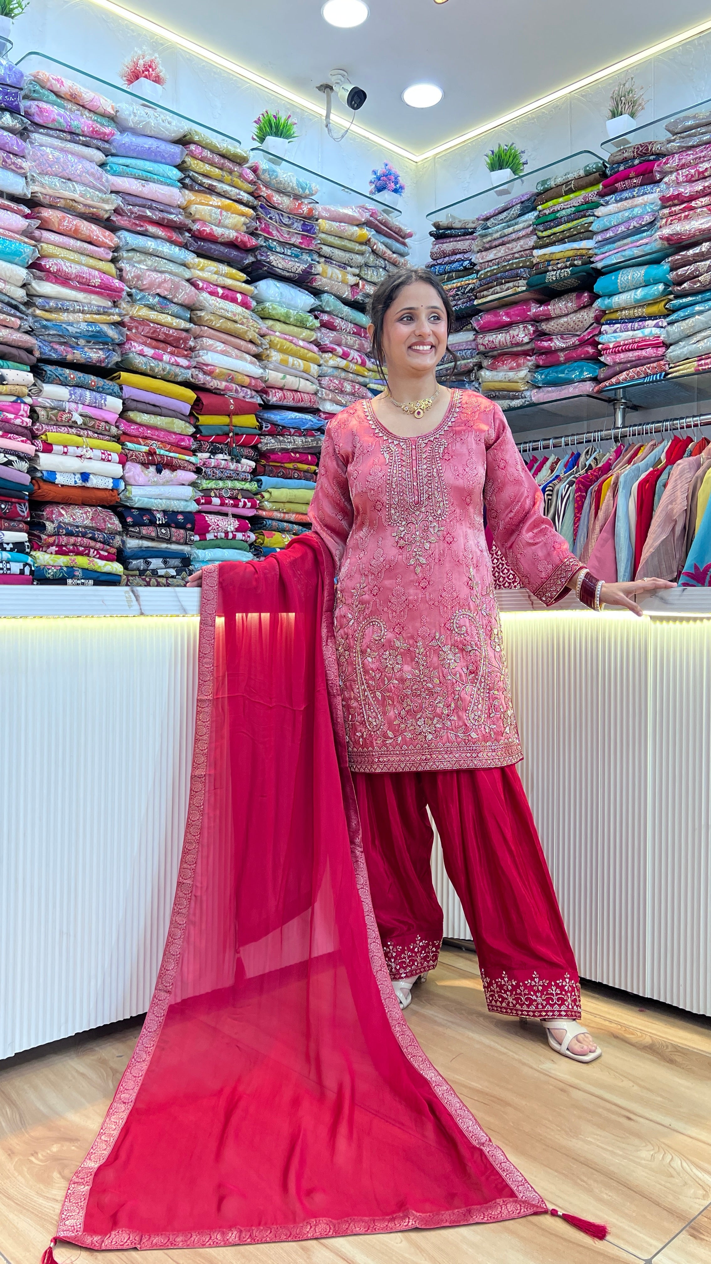 Designer banarsi suit with crape farshi  ( sdw 3067 )