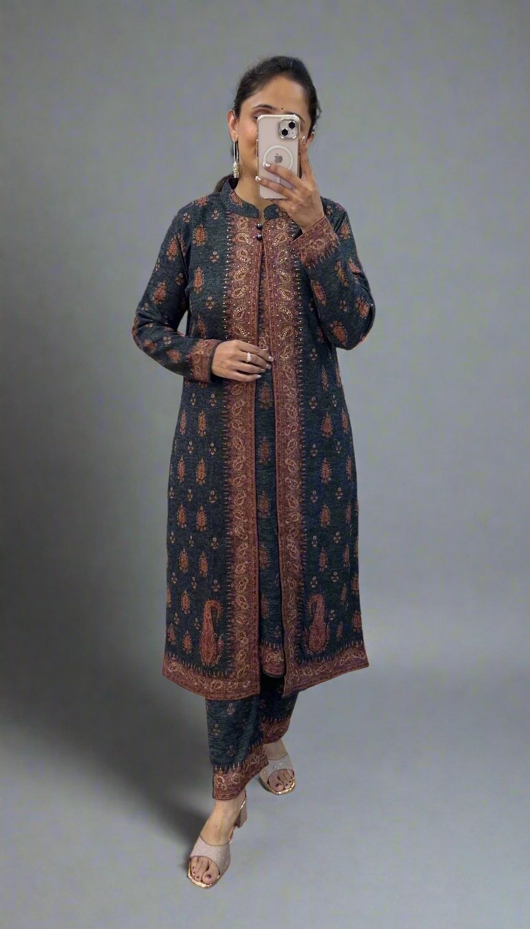 Adhavya Woolen shrug suit