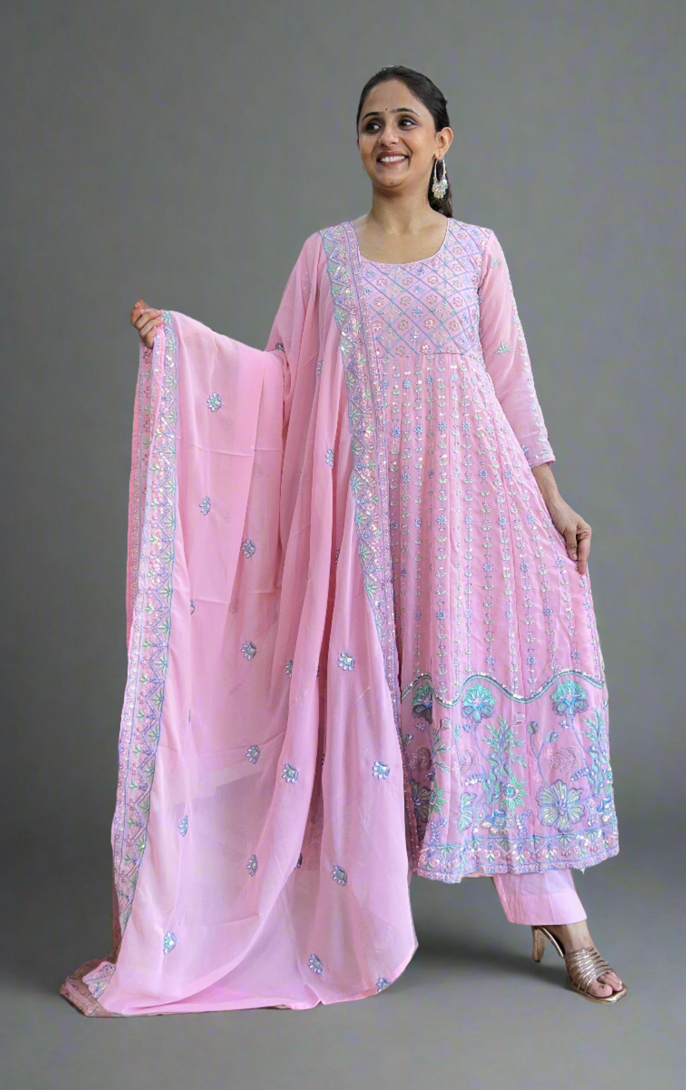 Full embroidered Anarkali suit ( pure Georgette)