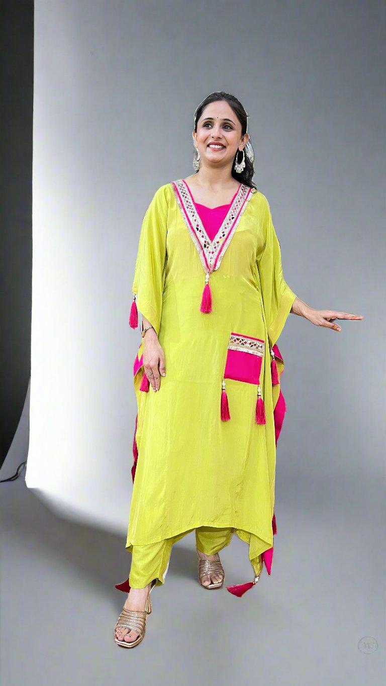 Natural crepe kaftan sets (inner included)