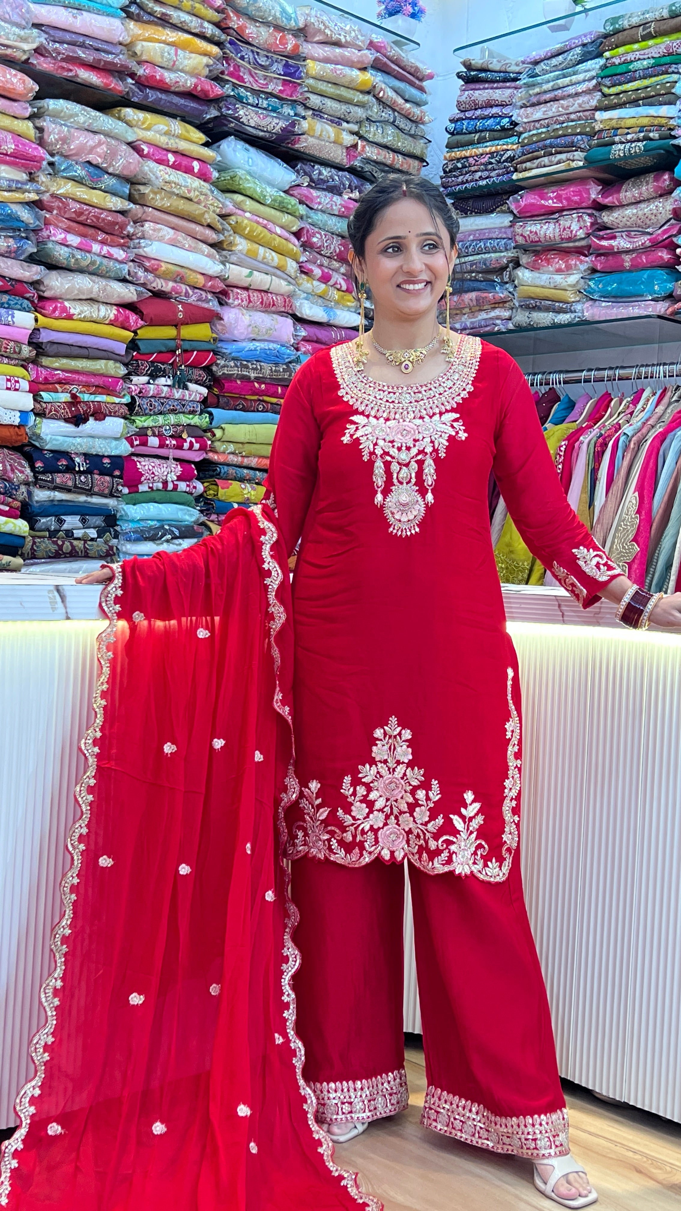 Pure chinon embroidered karva suit ( ym 65867 )