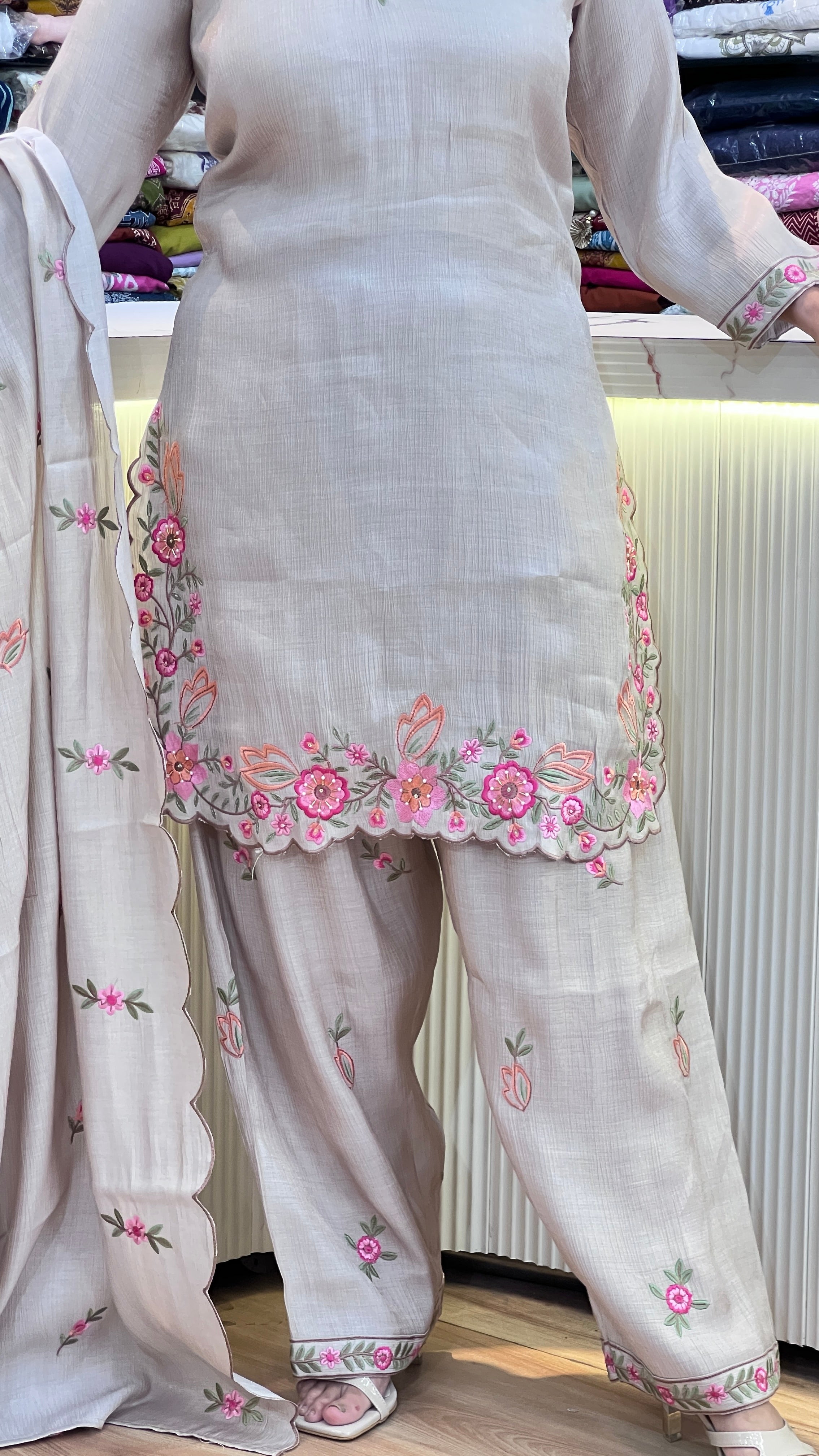 Premium coral silk farshi suit ( ym 63867 )