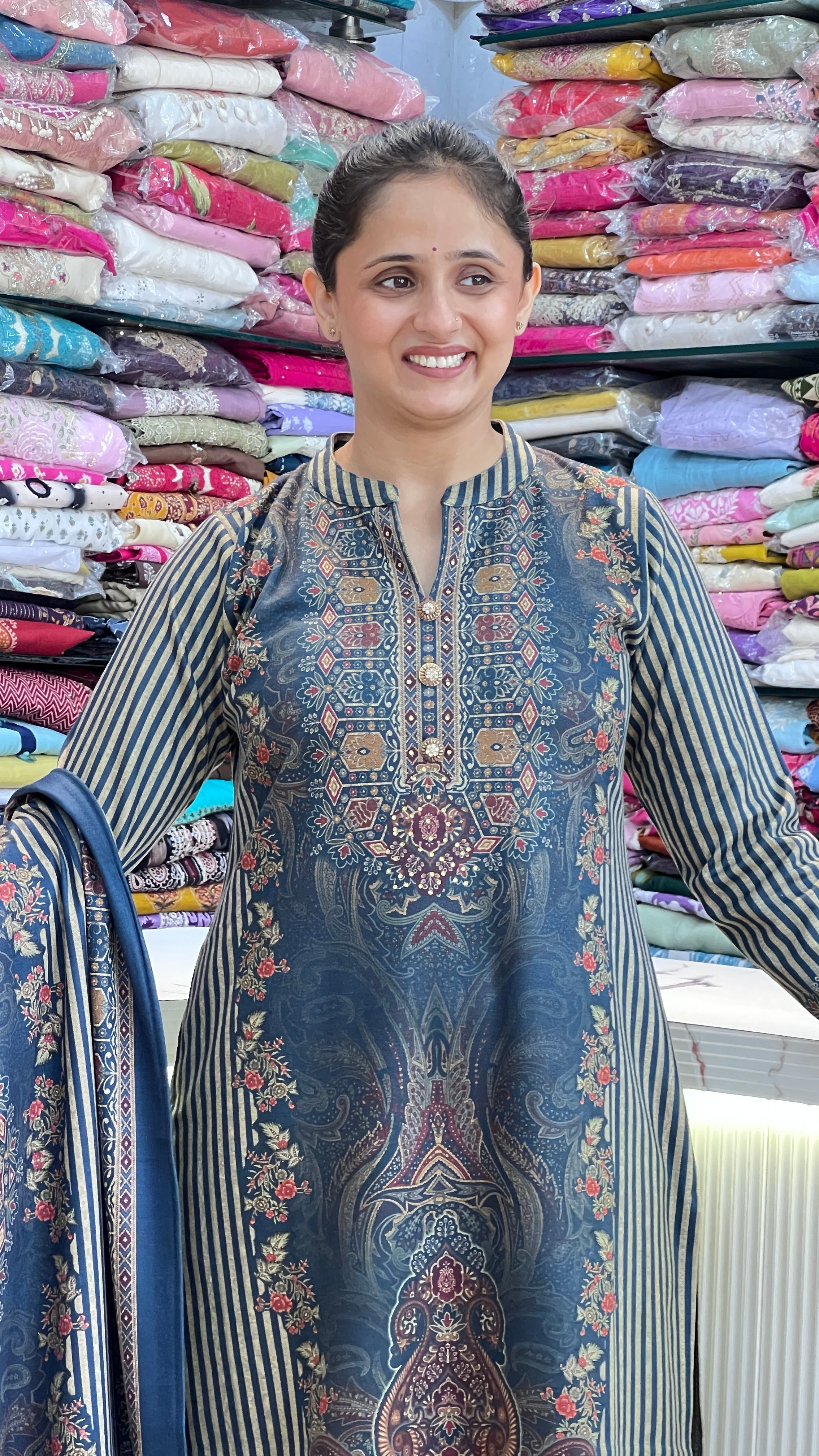 Premium Blue Woolen Suit Set ( miss 986 )