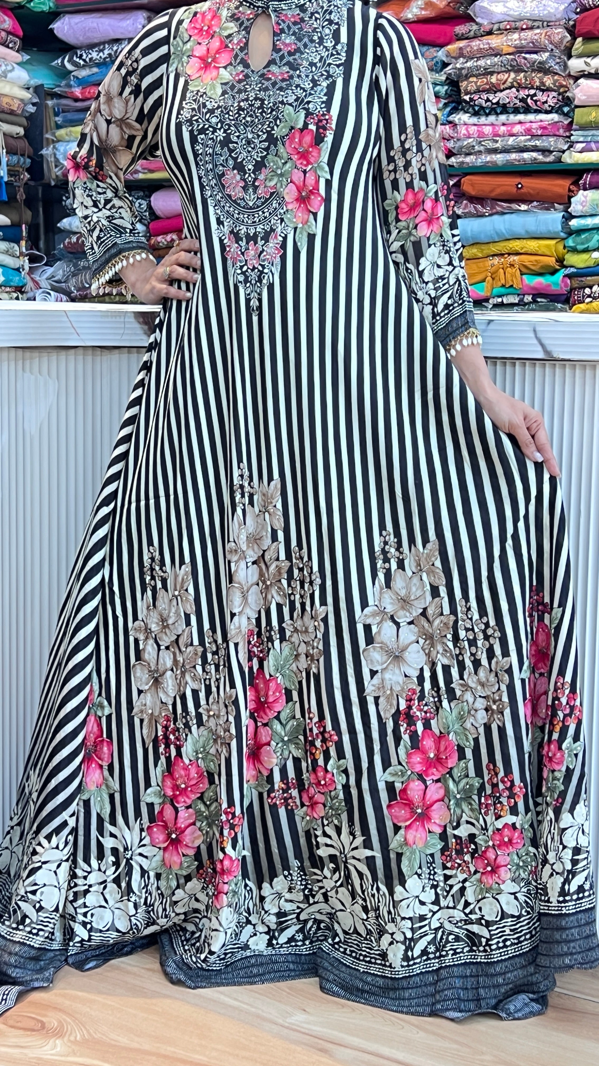 Pure crape anarkali ( tj 28167 )