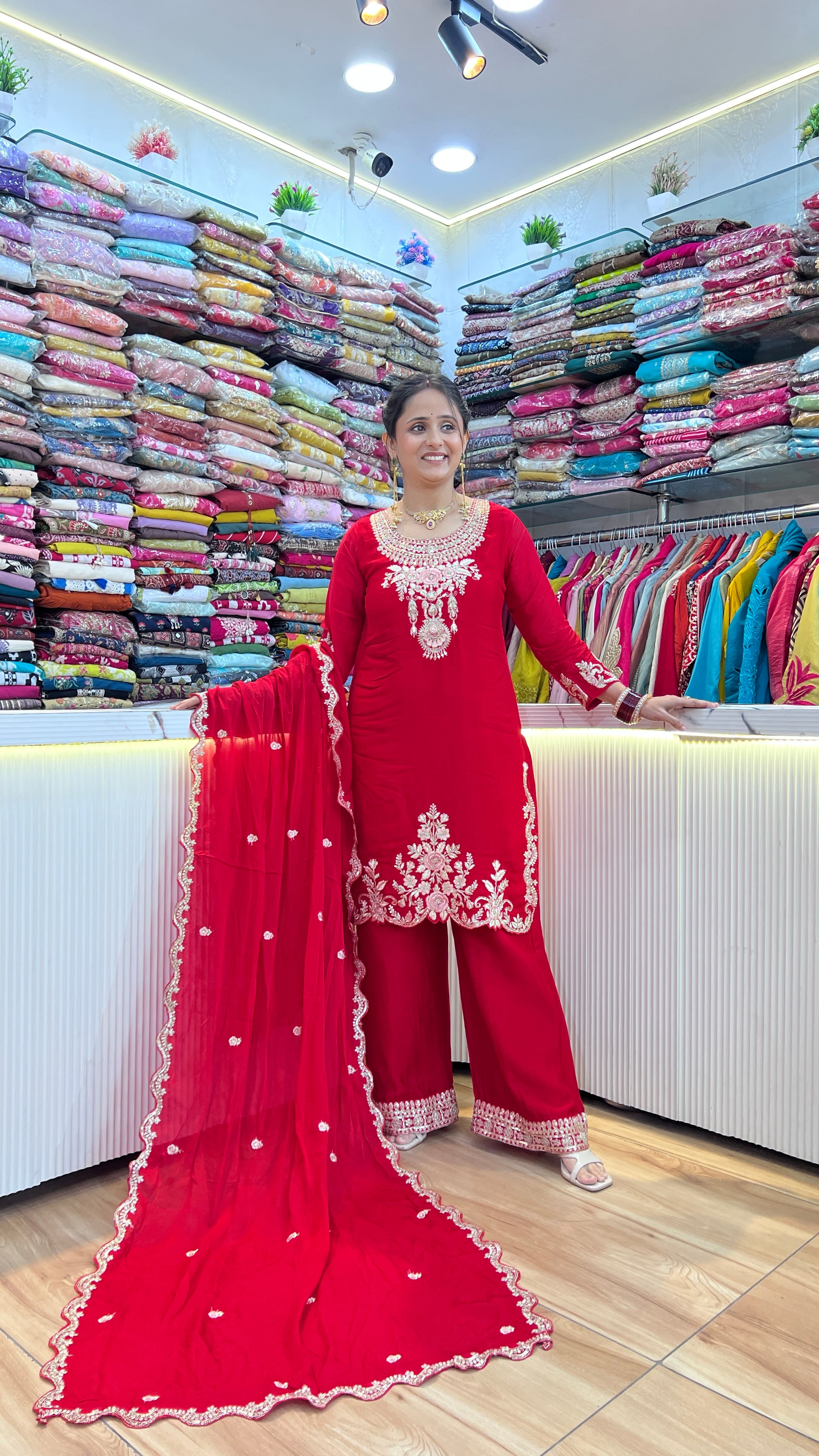 Pure chinon embroidered karva suit ( ym 65867 )