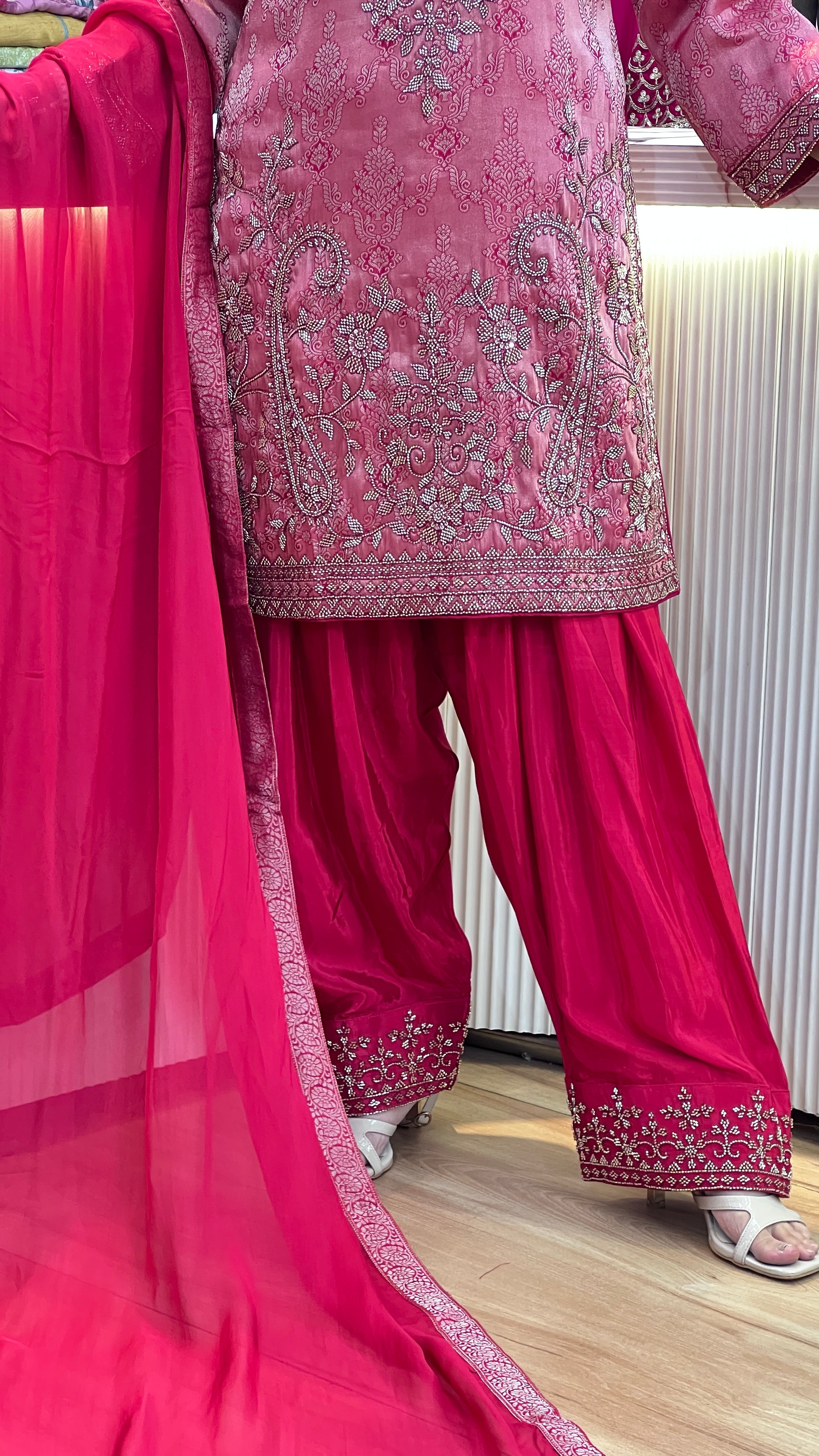 Designer banarsi suit with crape farshi  ( sdw 3067 )