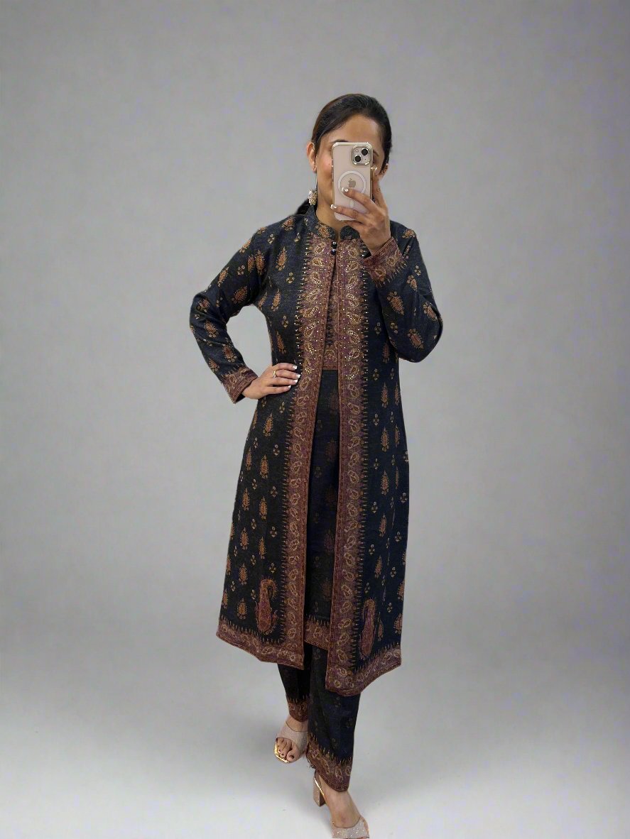 Adhavya Woolen shrug suit