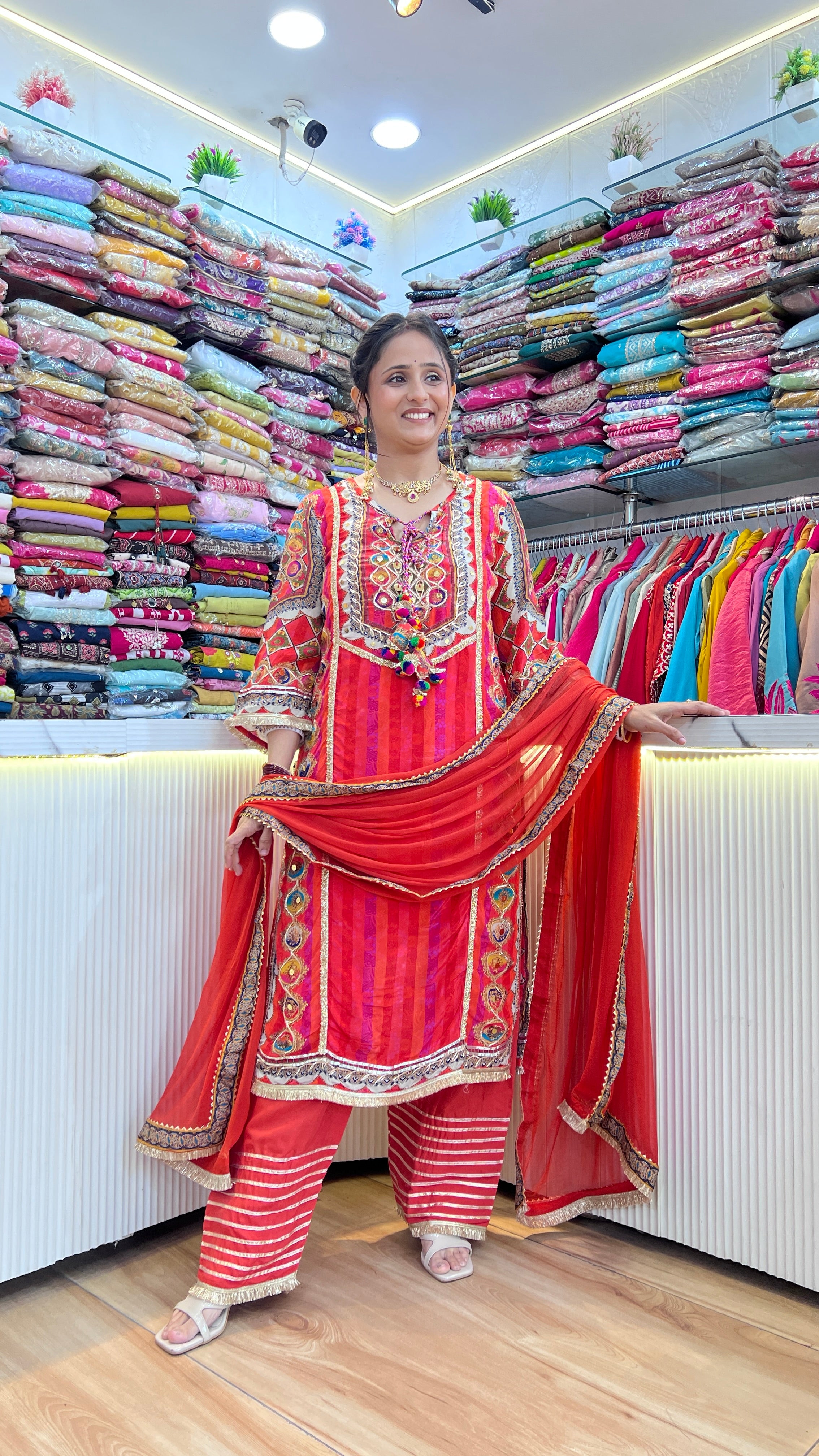 Designer pure crape suit with hand bag ( st 2567 )