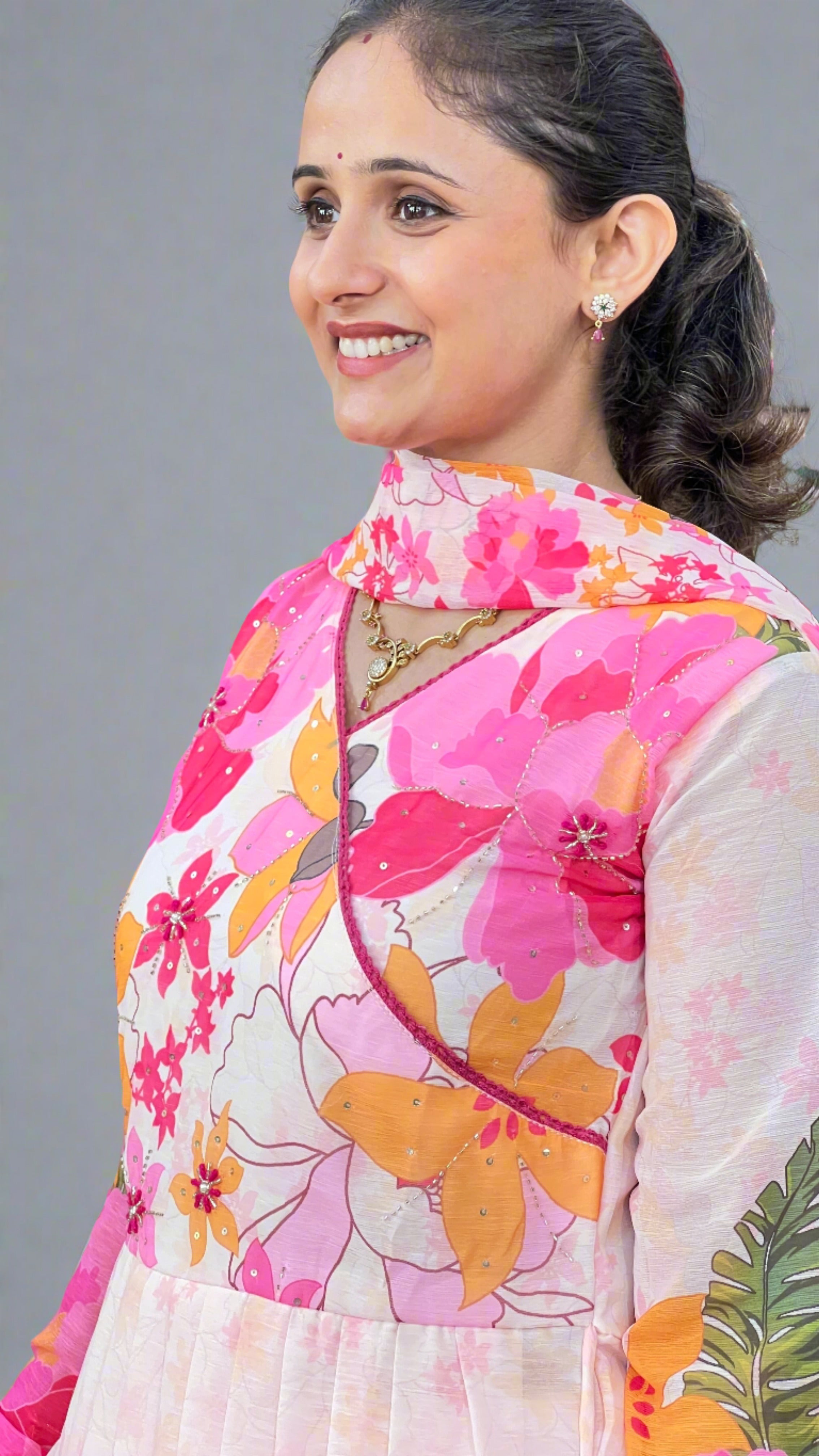 Pure chiffon Anarkali suit