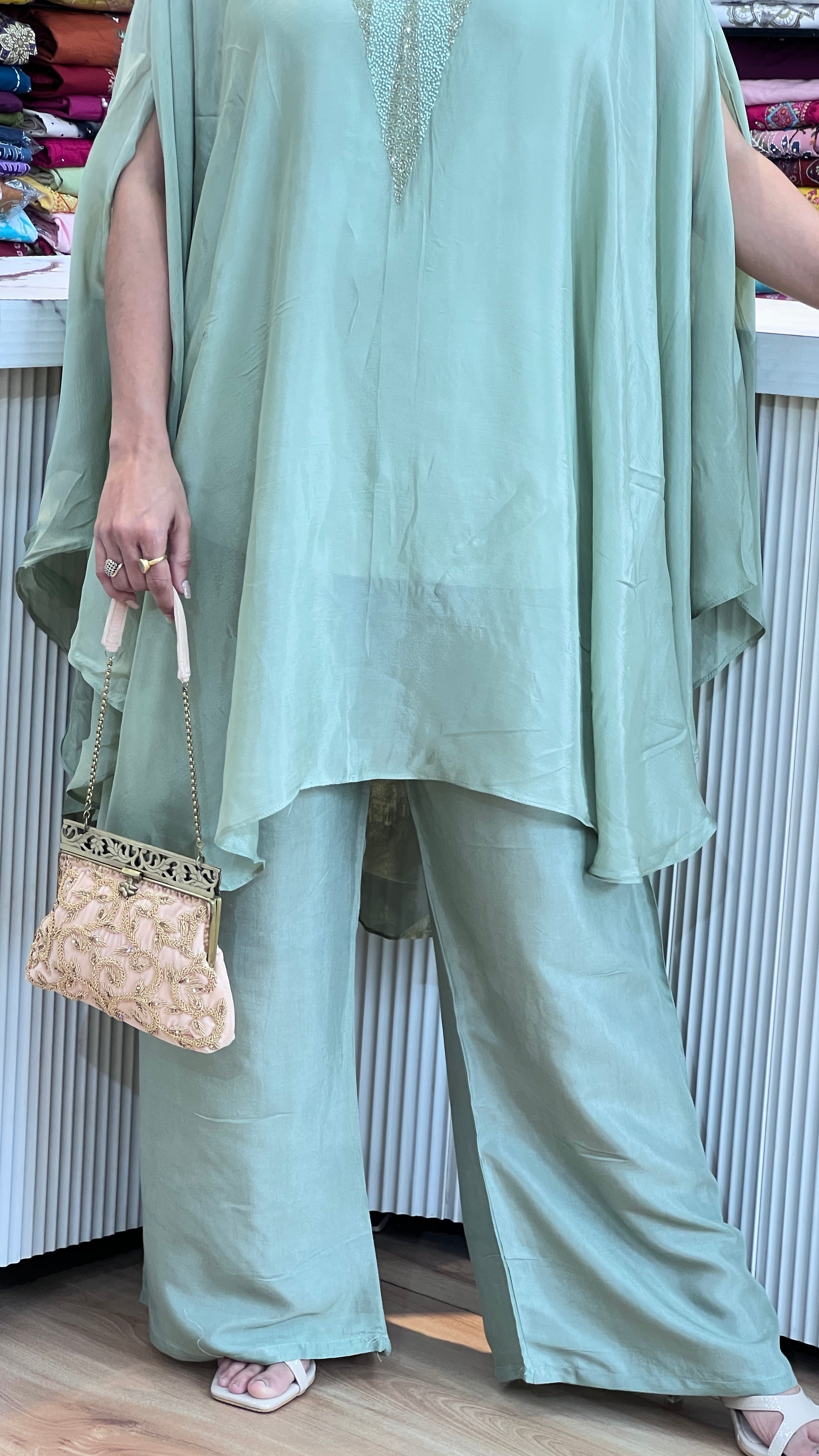 Pure chinon kaftan cord set ( si 9667 )