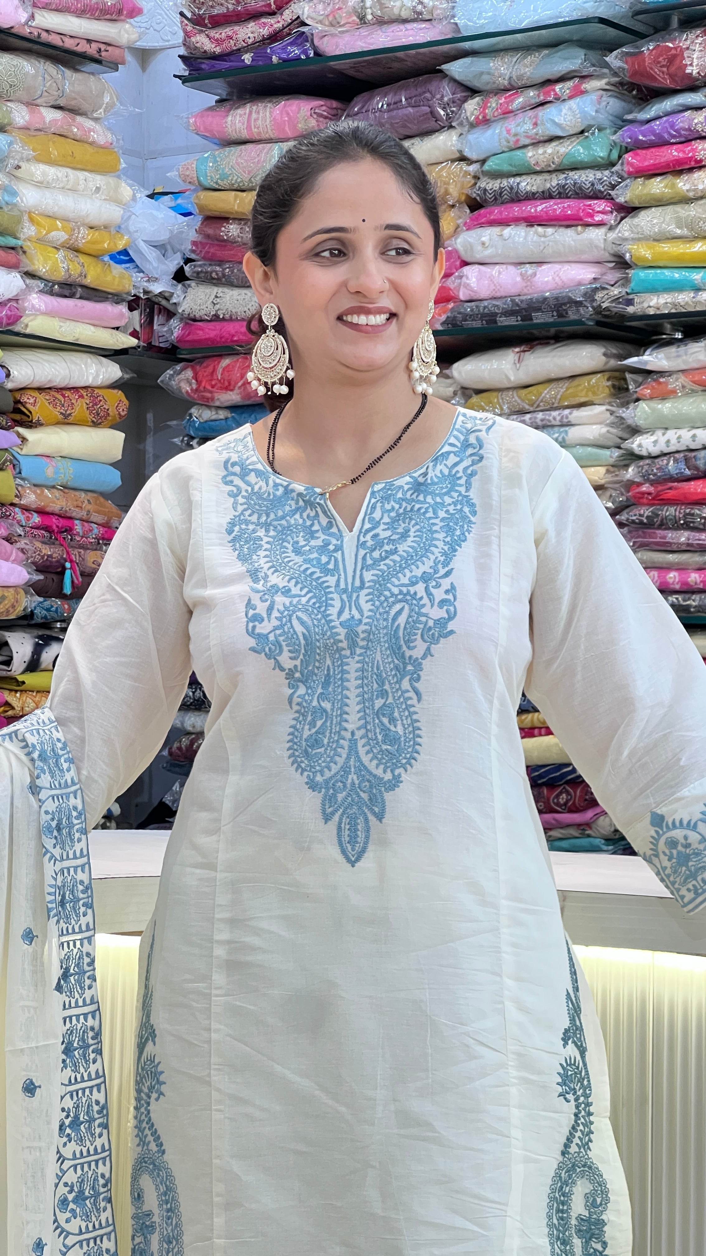 Premium cotton embroidered suit ( ym 62367 )