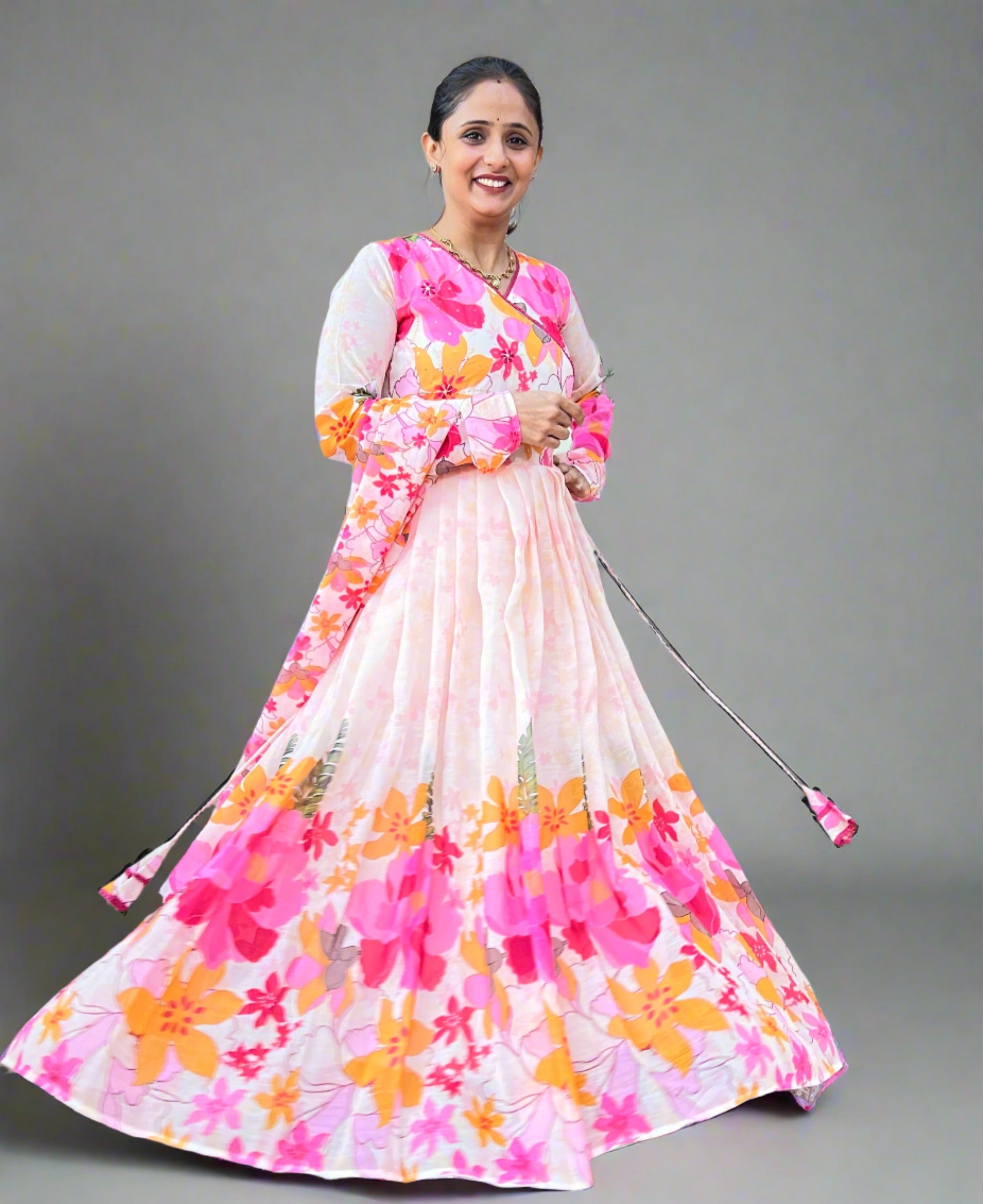 Pure chiffon Anarkali suit