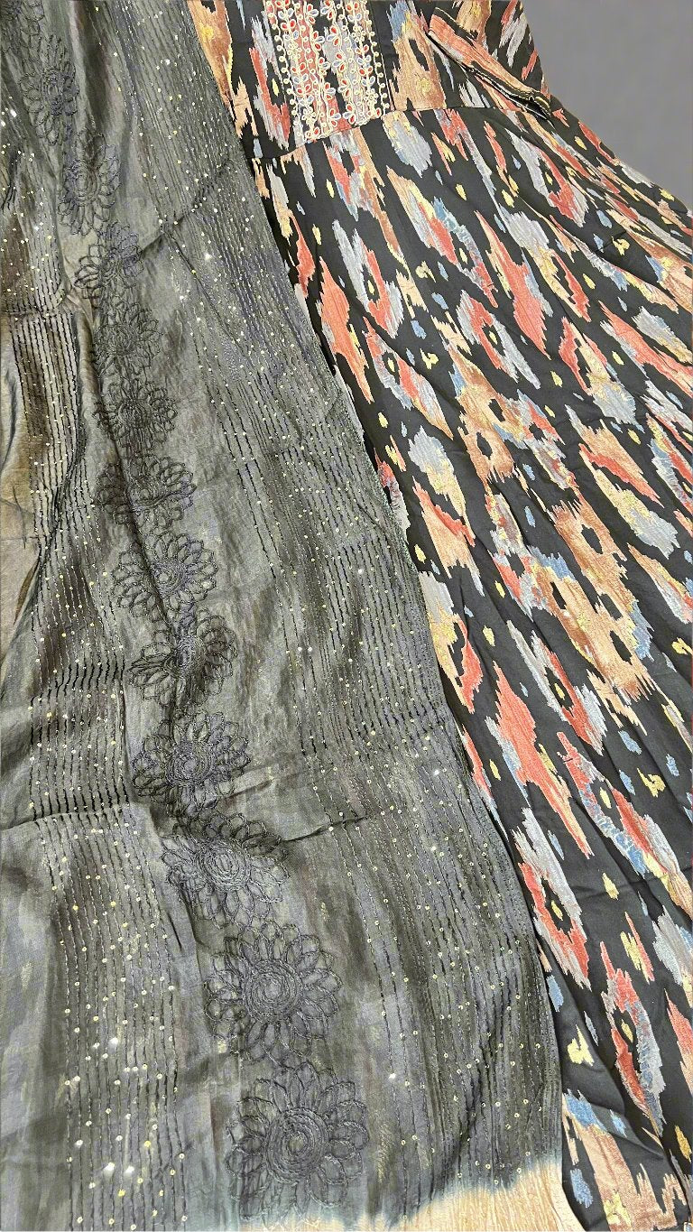 Ajhna ikkat printed A line suit