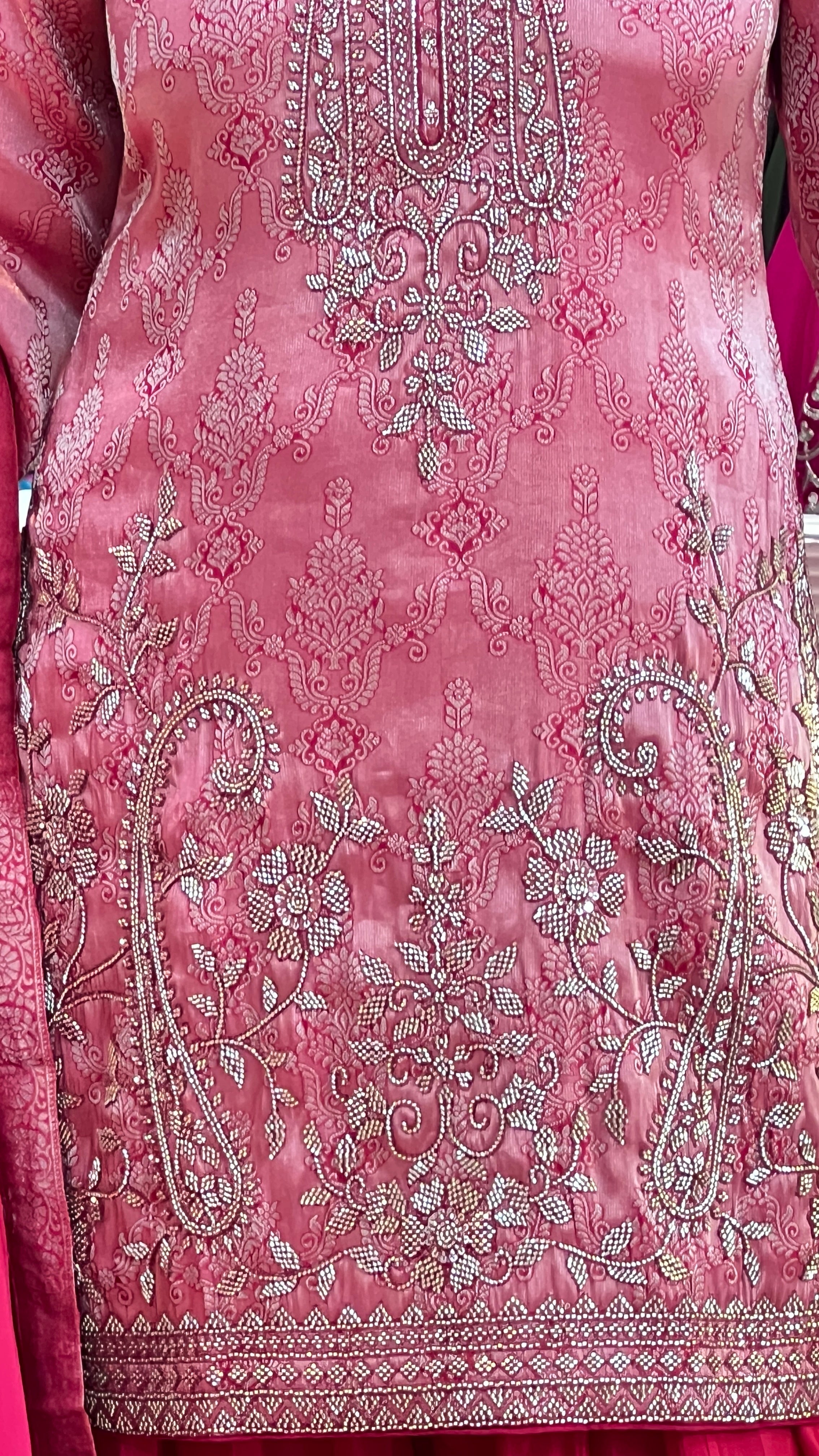Designer banarsi suit with crape farshi  ( sdw 3067 )
